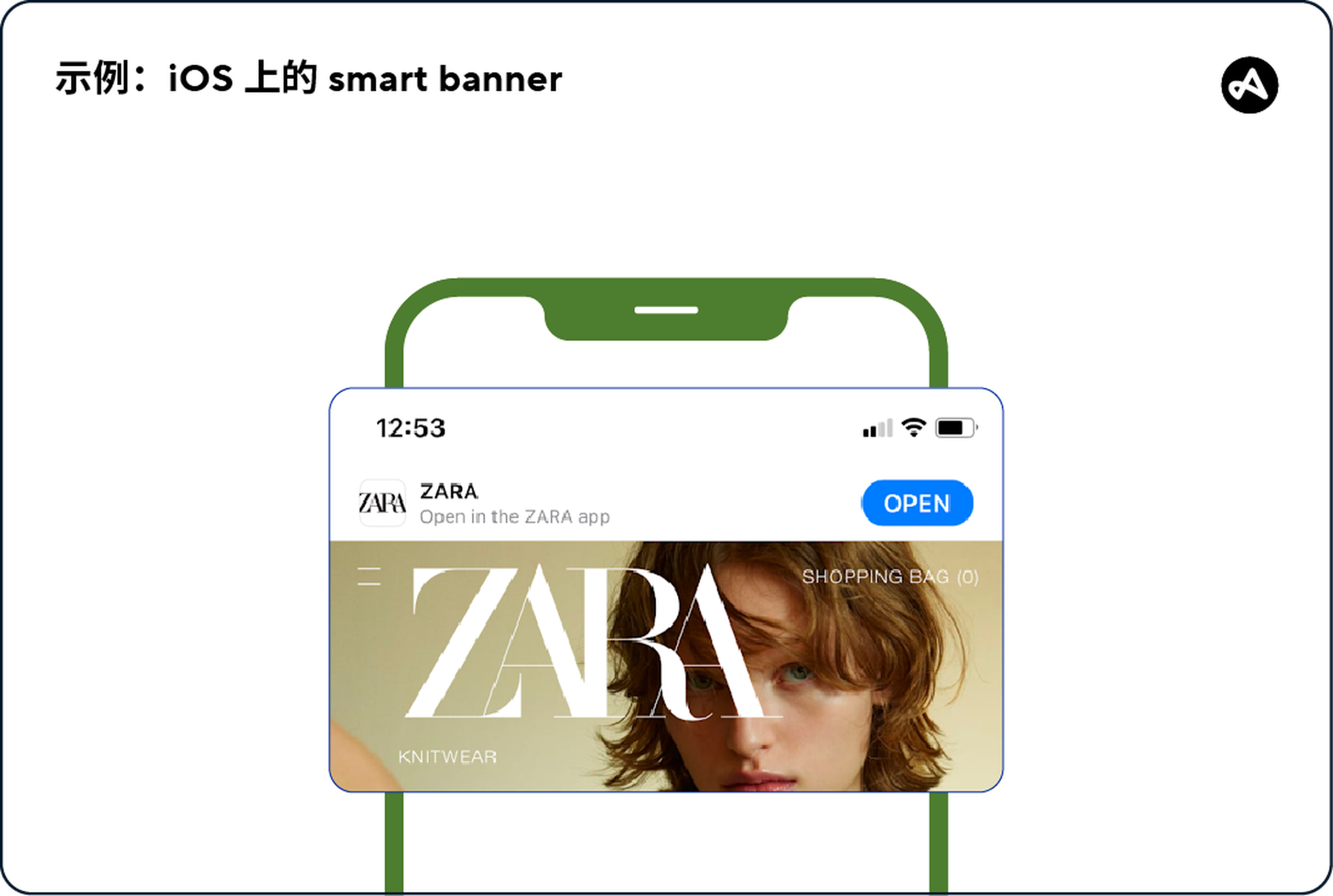 iOS 系统上的 smart banner 的示例