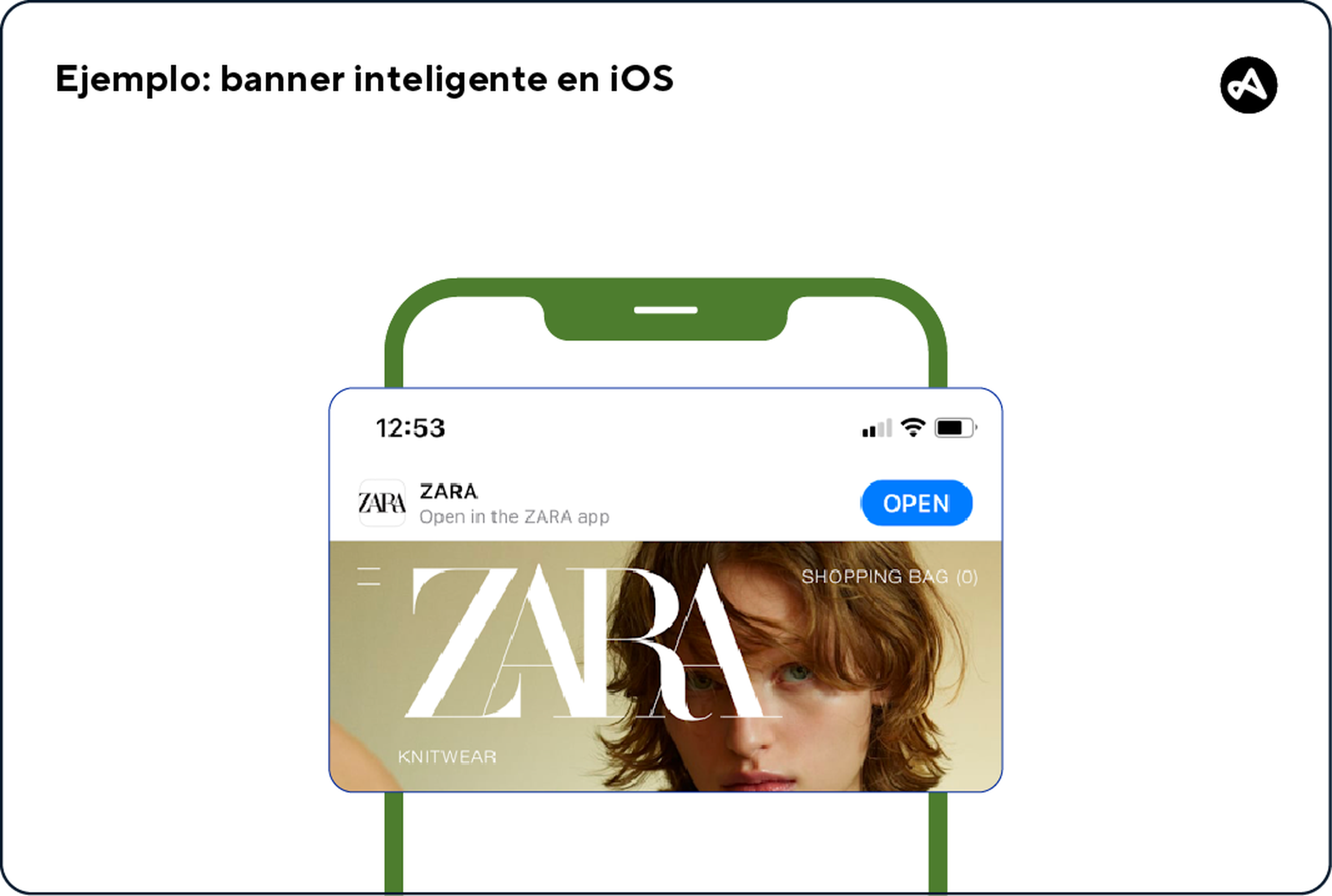 Un ejemplo de banner inteligente en iOS
