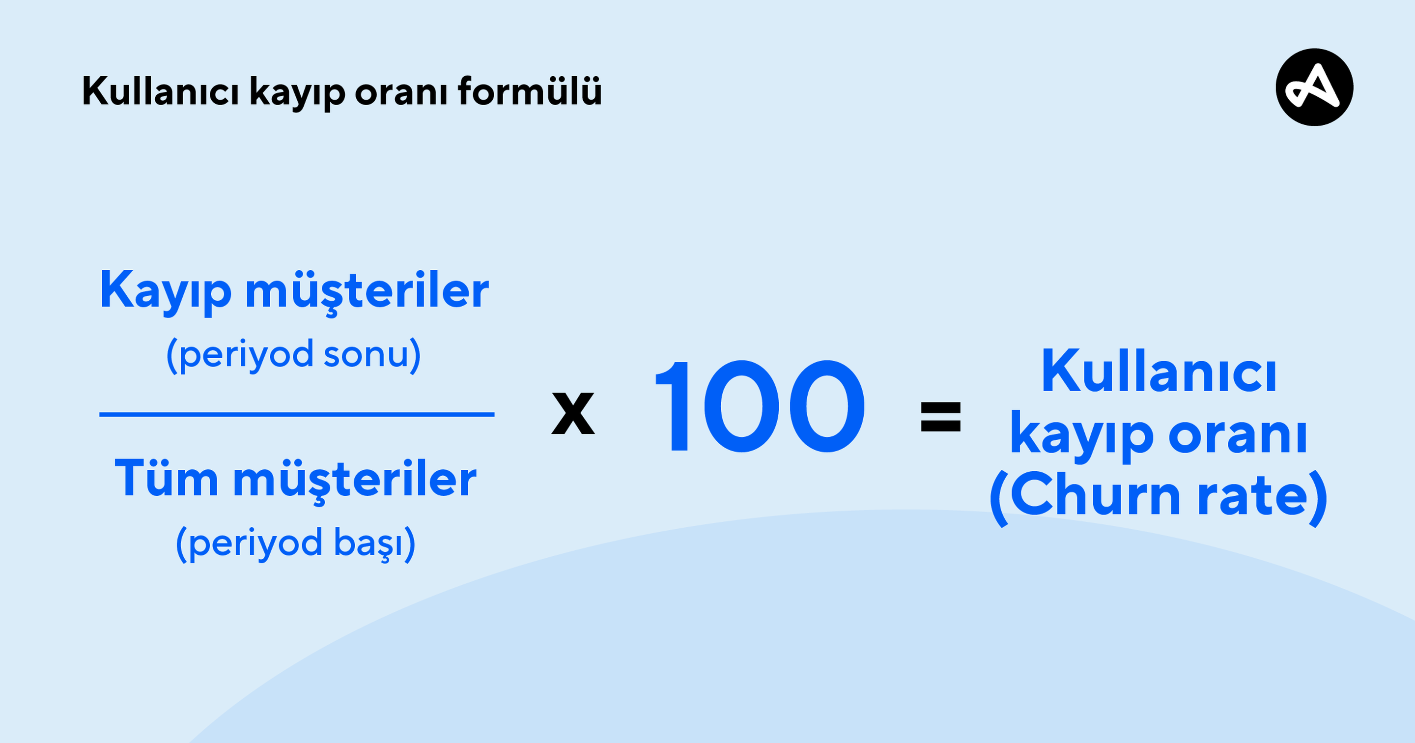 Kullanıcı kayıp oranı hesaplamasında kullanılan formül