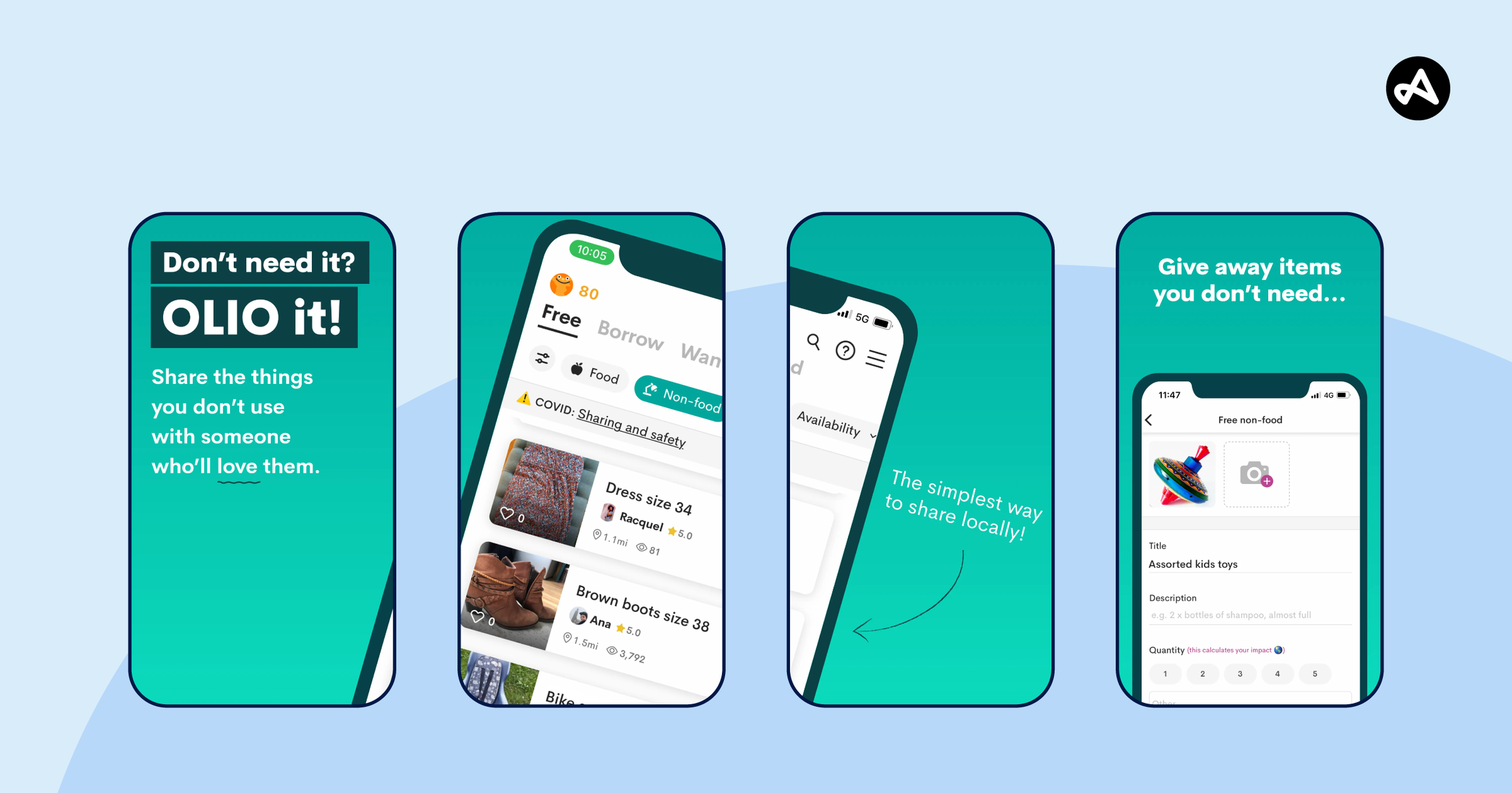 Olio food share app screenshots