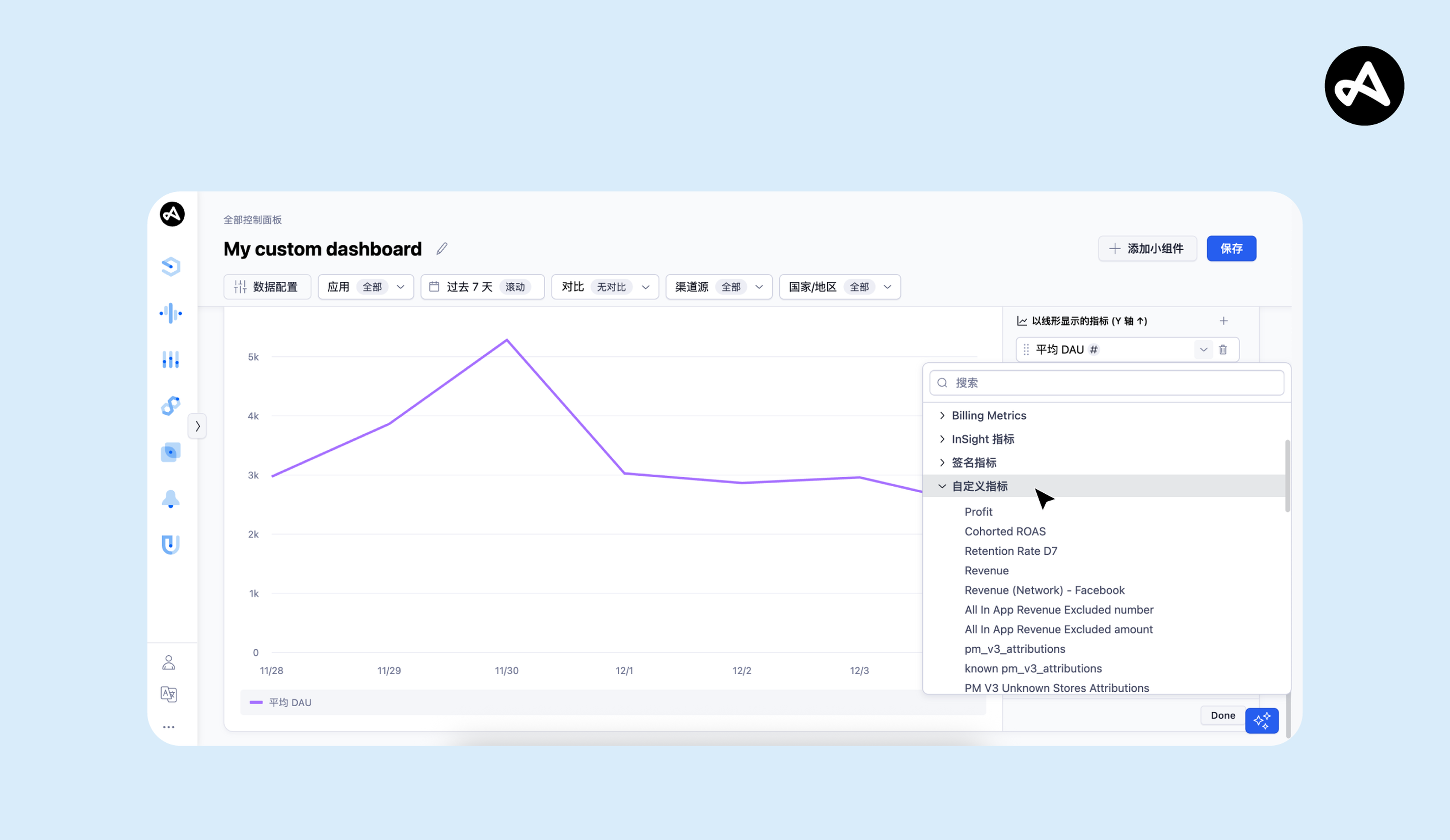 自定义控制面板 Adjust 移动营销
