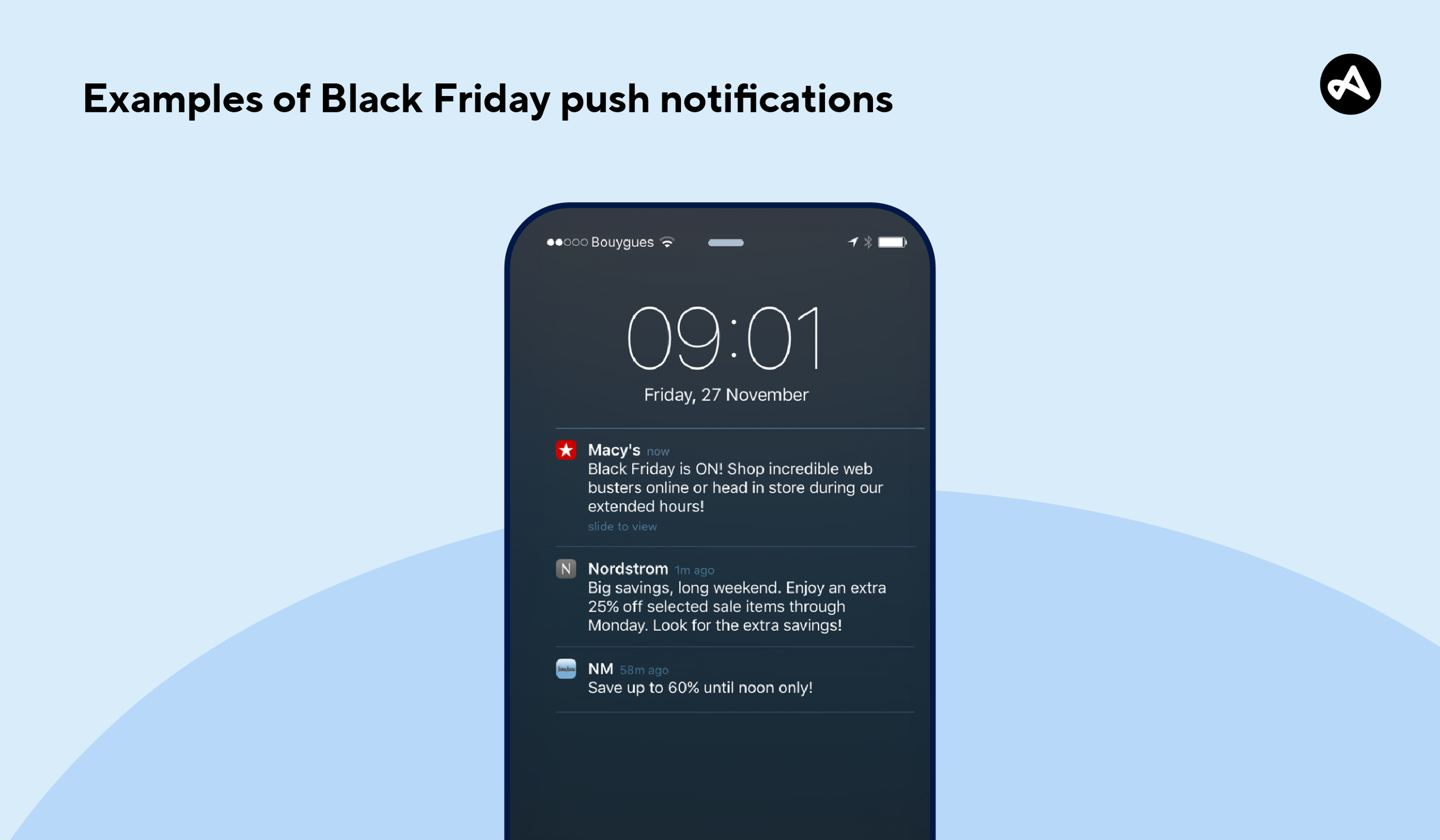 Exemplos de campanhas de notificação push para a Black Friday