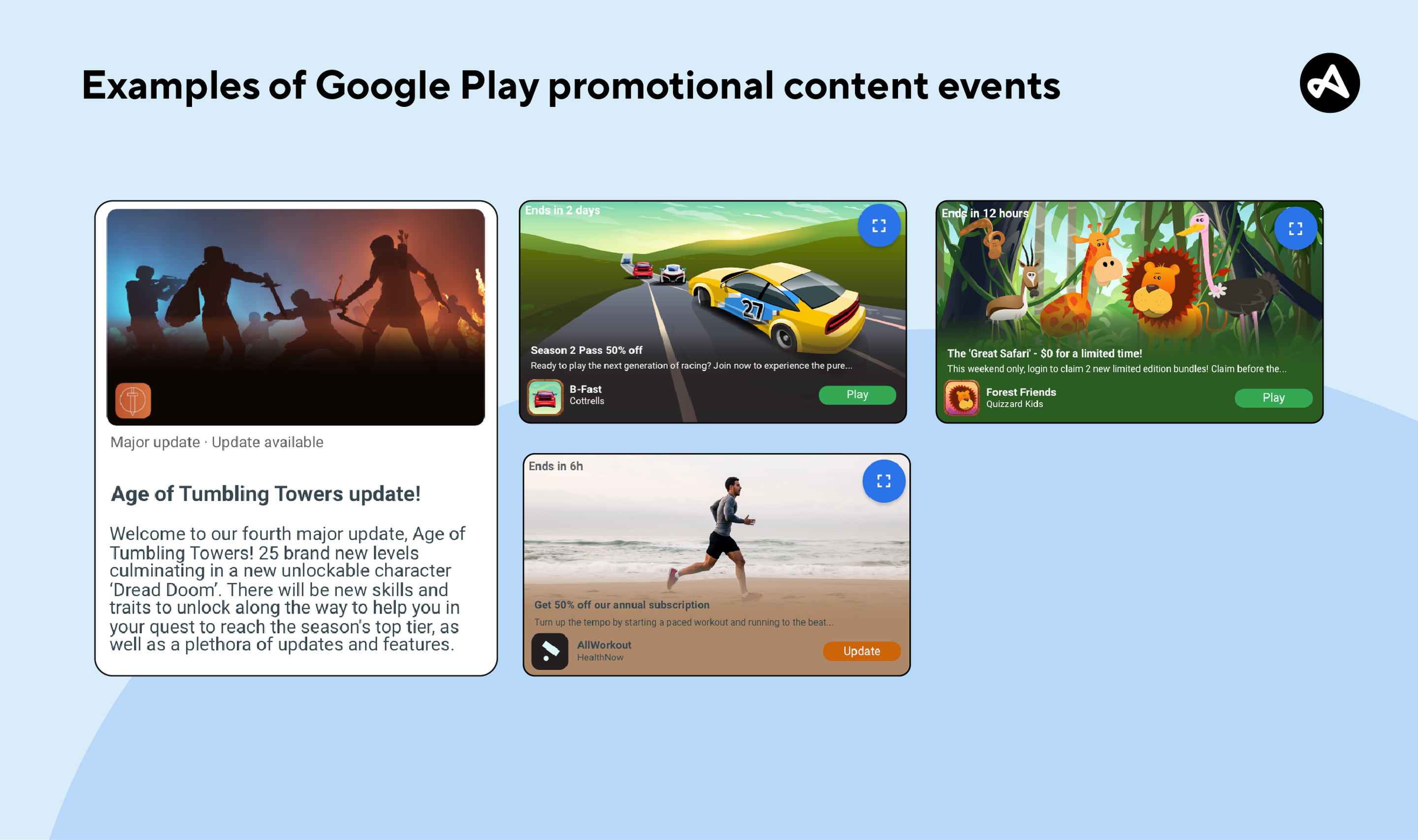 Examples of Google Play promotional content events