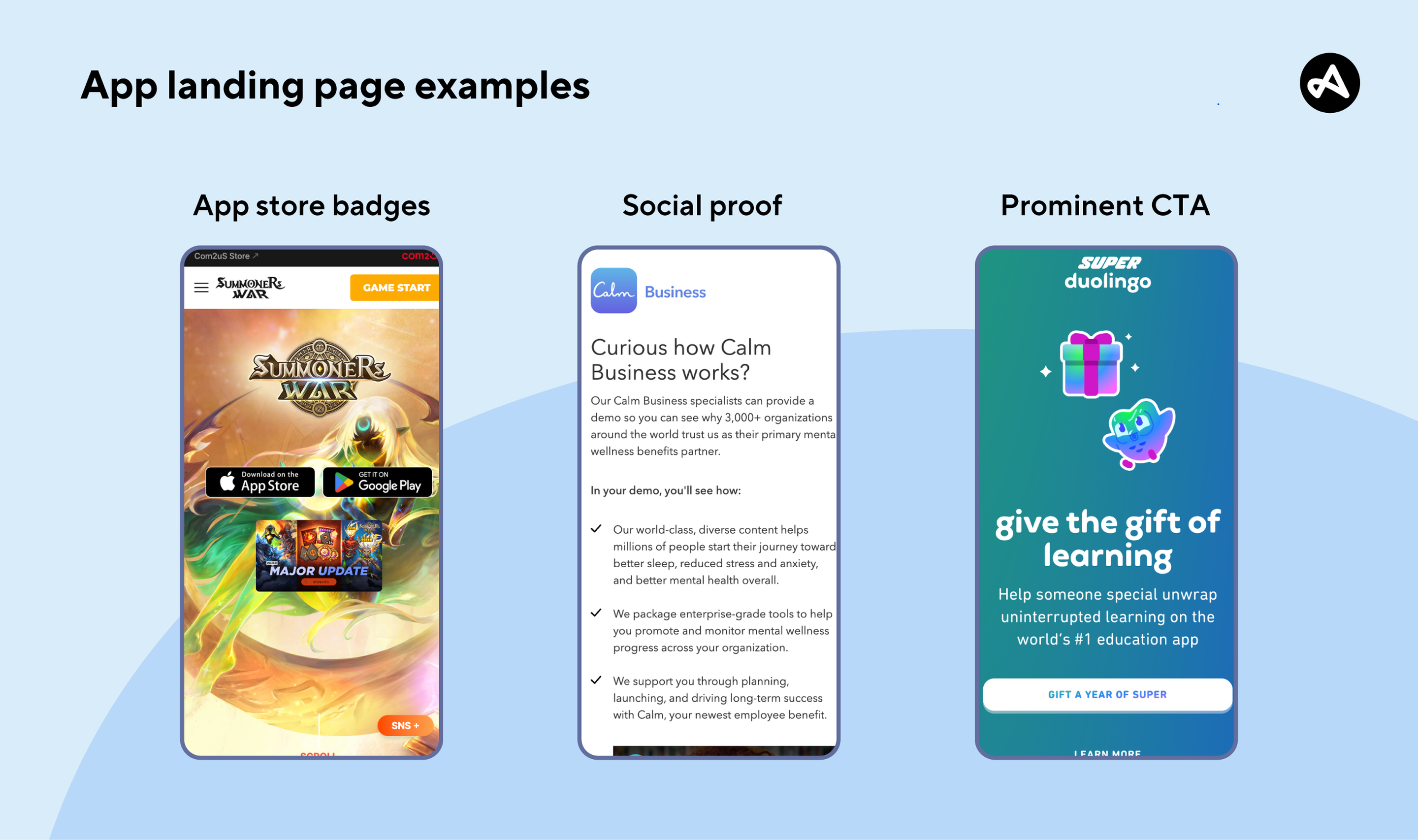 App landing page examples