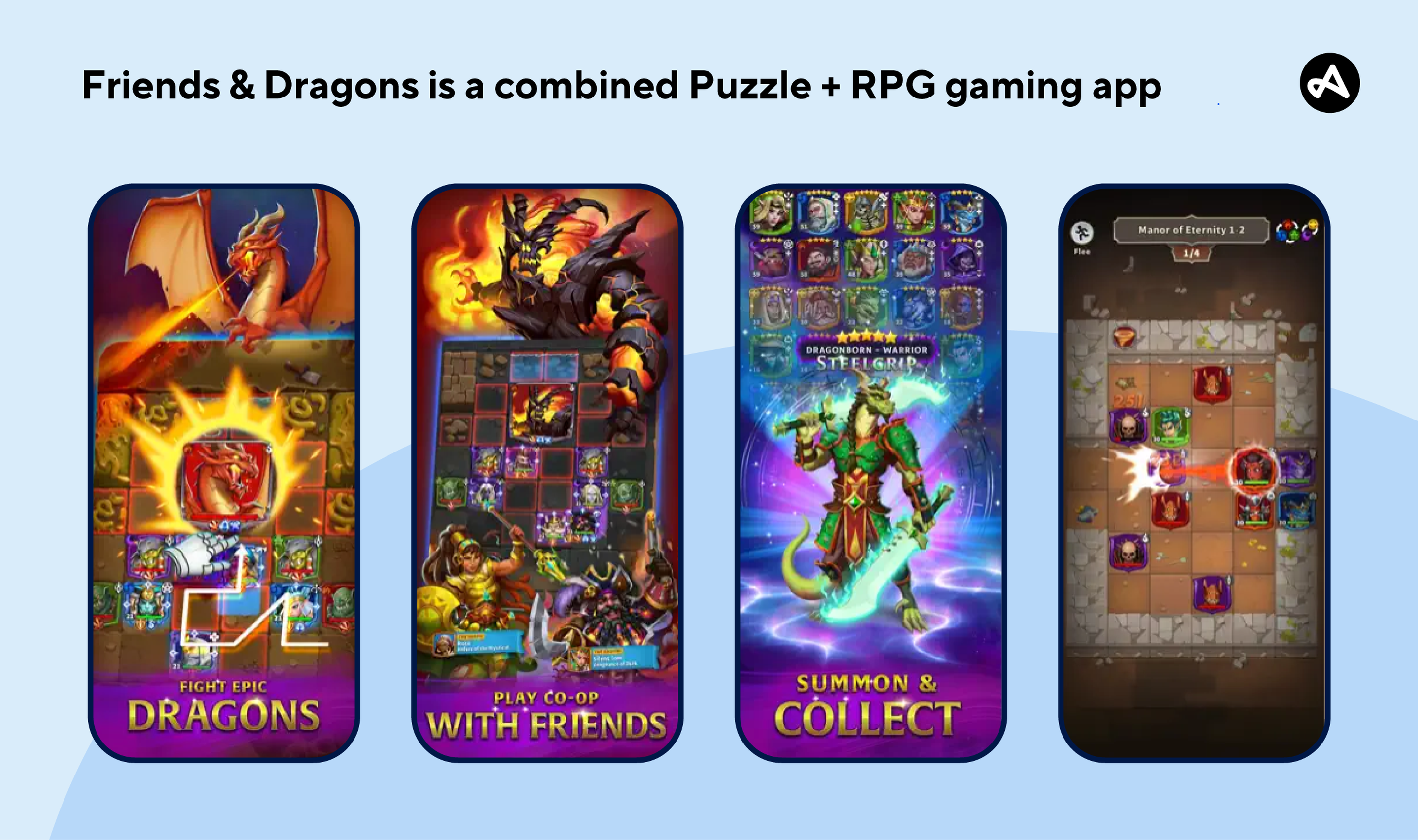 Friends & Dragons app combines Puzzle + RPG gaming app