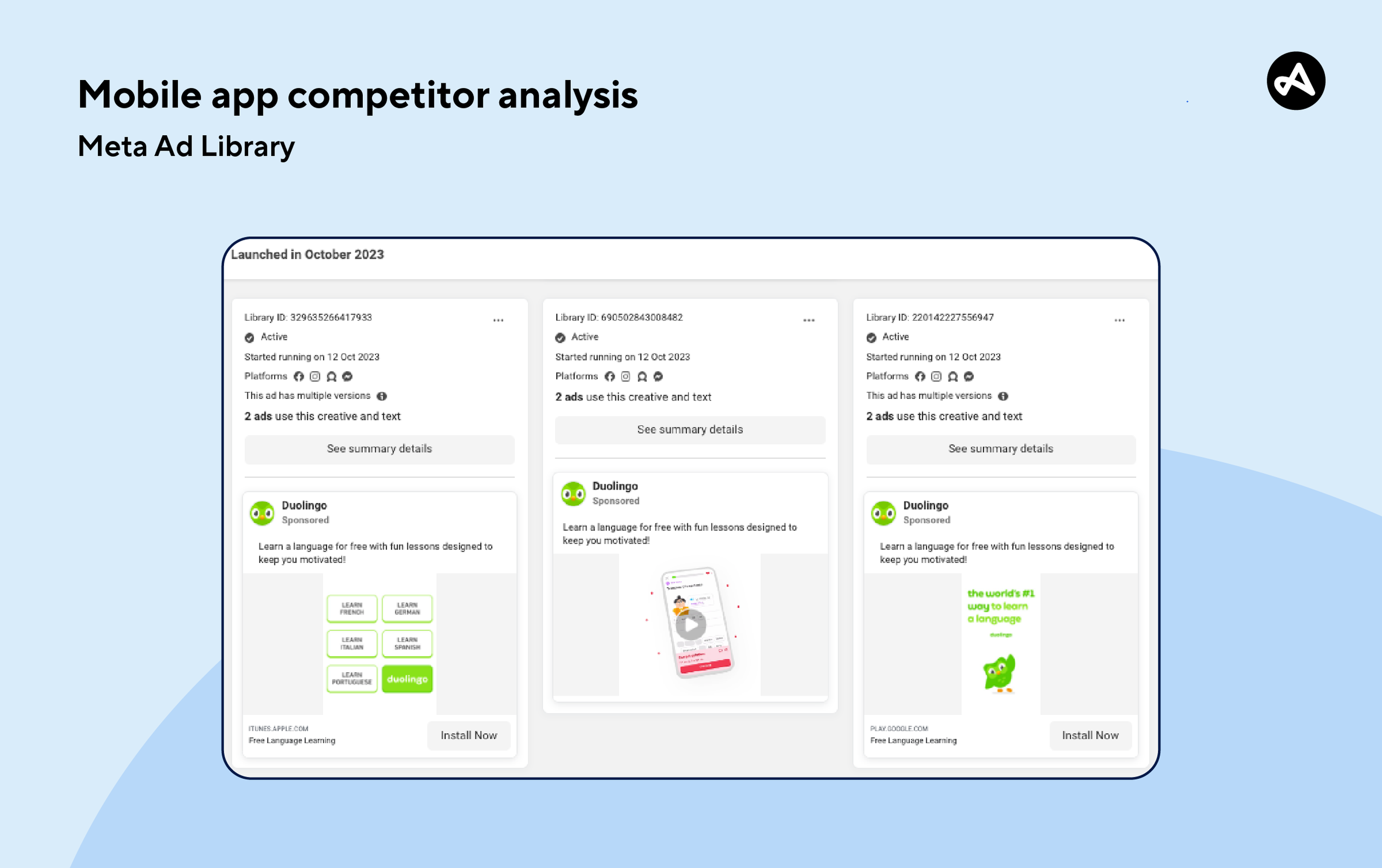 Mobile app competitor analysis with Meta Ad Library