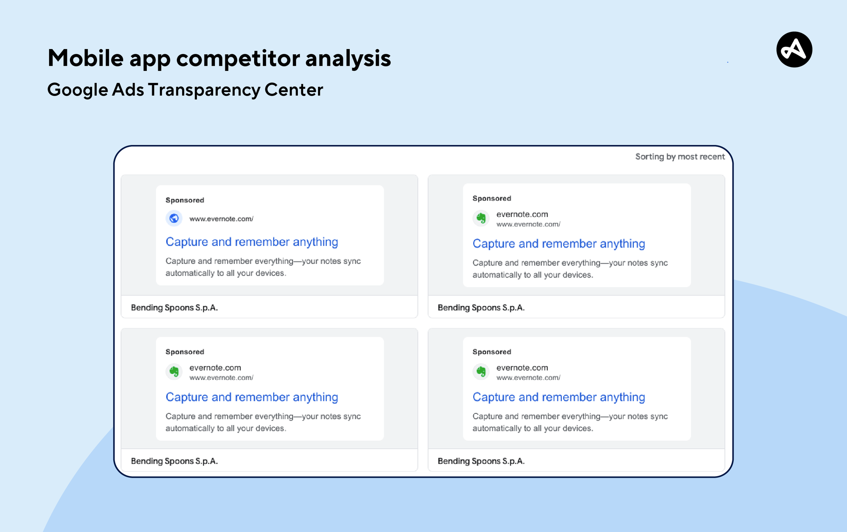 Mobile app competitor analysis with Google Ads Transparency Center