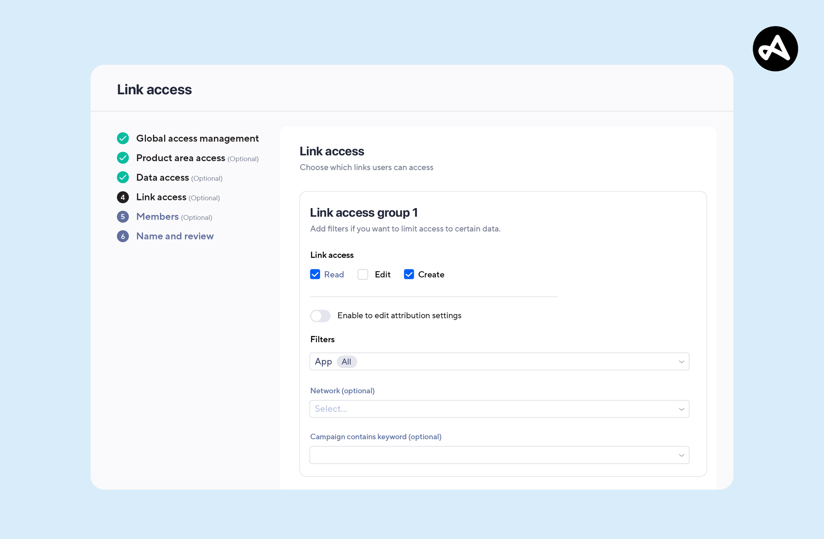 An image of how to set up permission groups in the dashboard