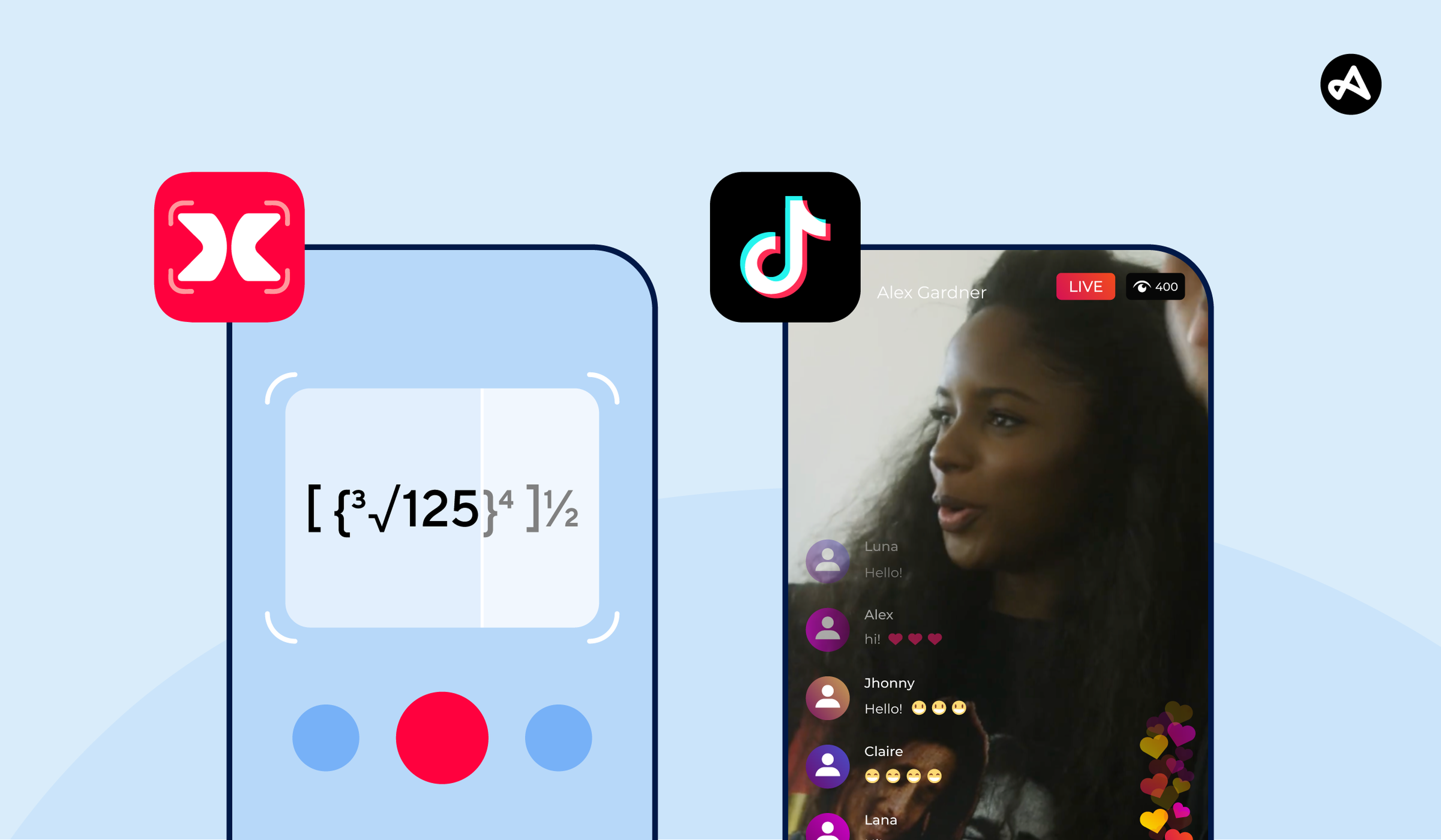 Gauth ve TikTok kullanıcı arayüzü örneği
