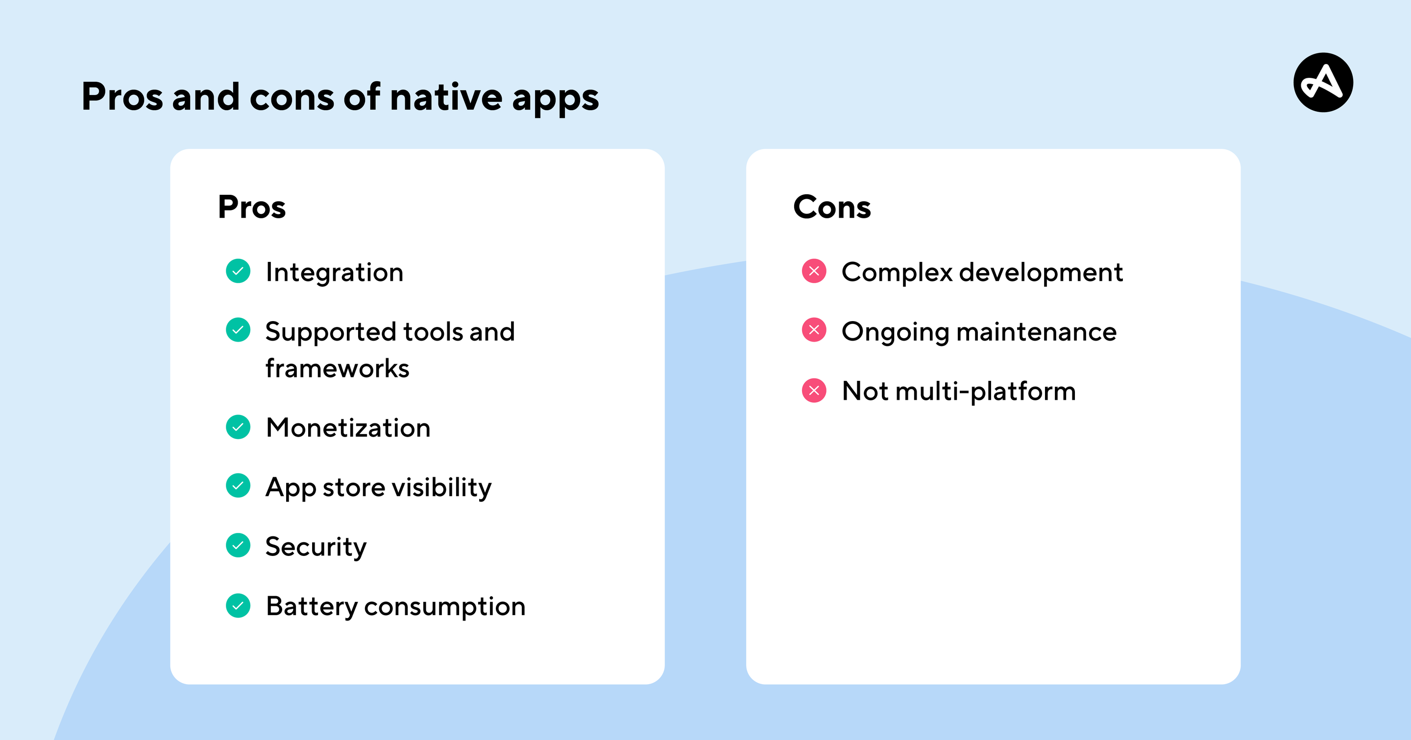 Pros and cons of native apps