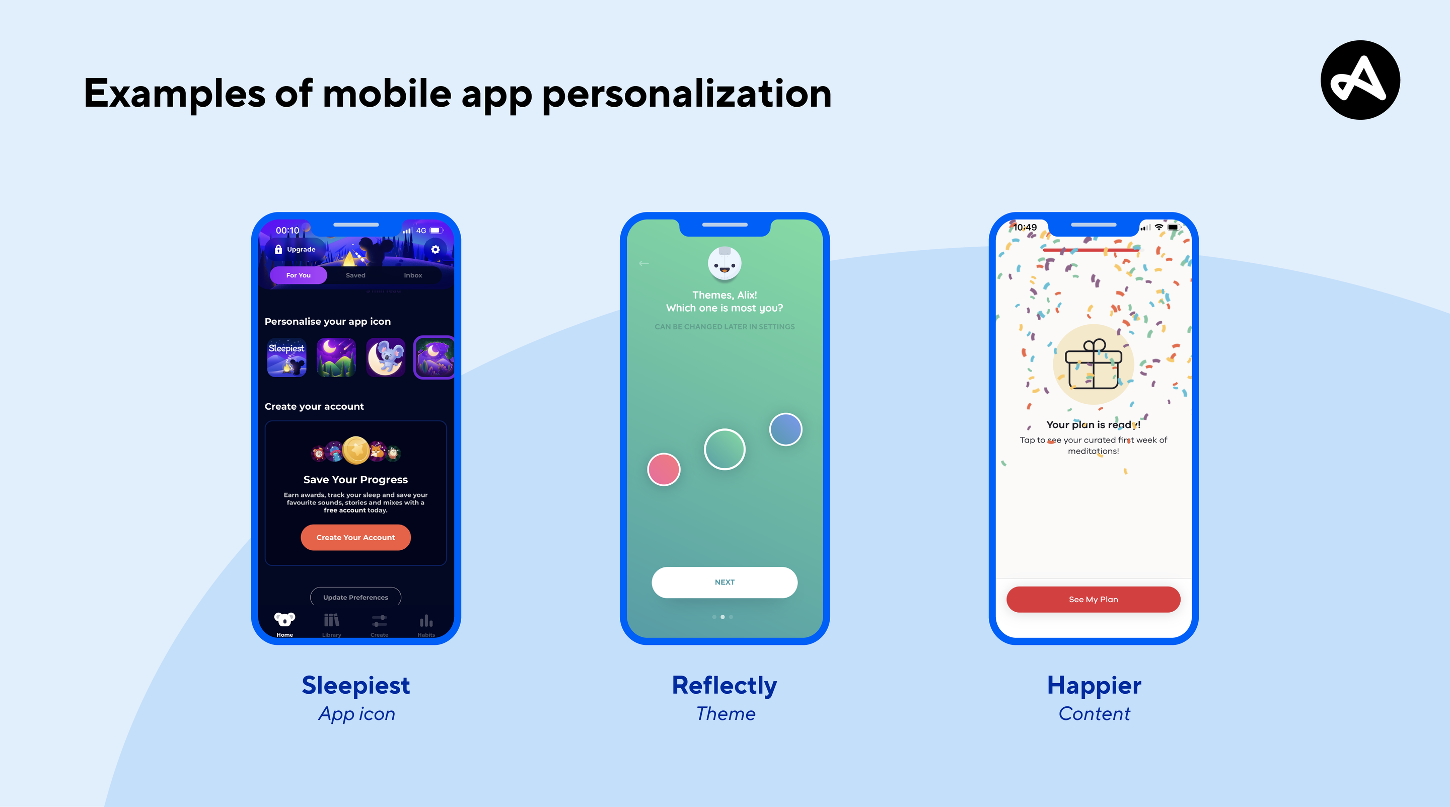 Examples of mobile app personalization