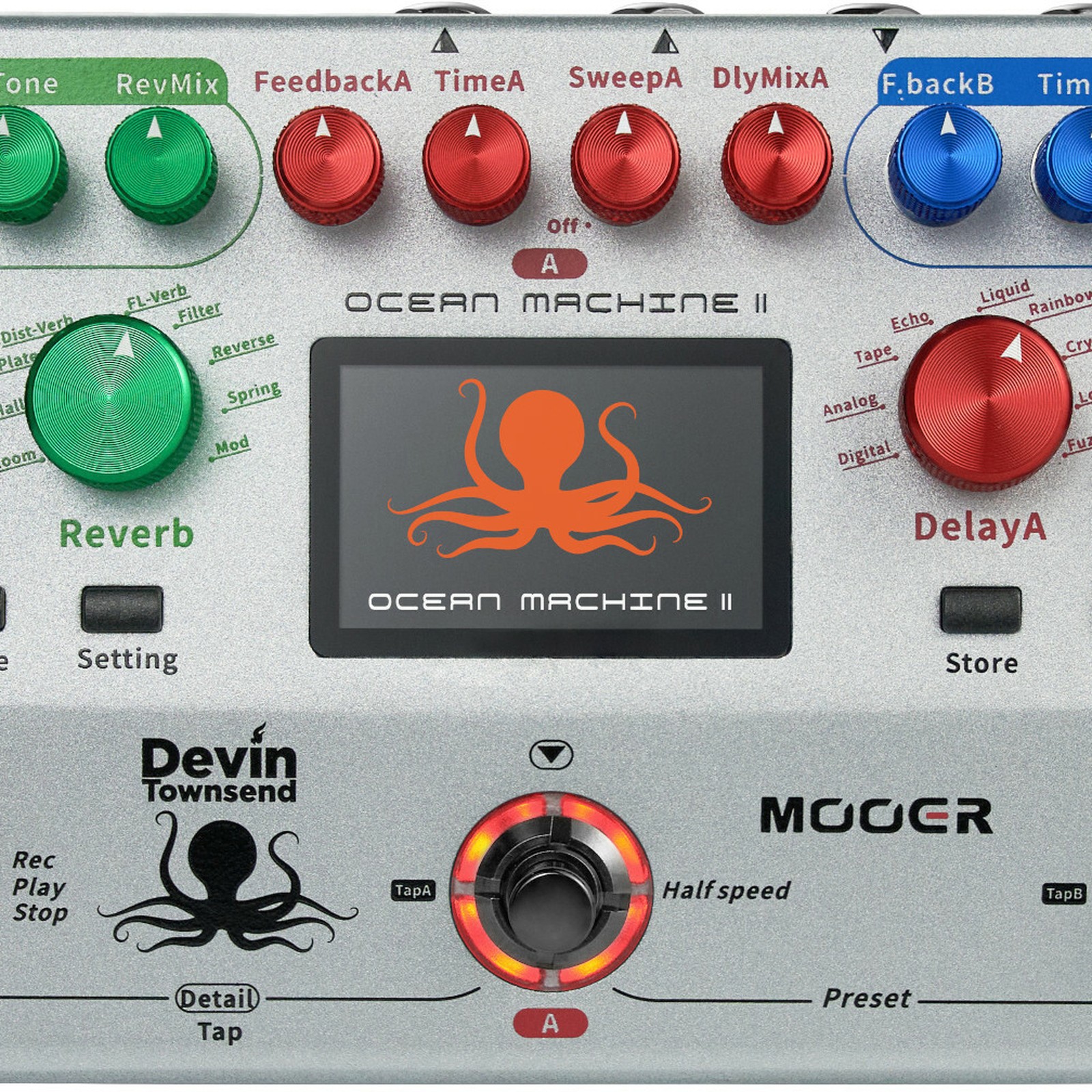 Détail du Mooer Ocean Machine II Delay/ Reverb Pédale d'effet pour guitare électrique