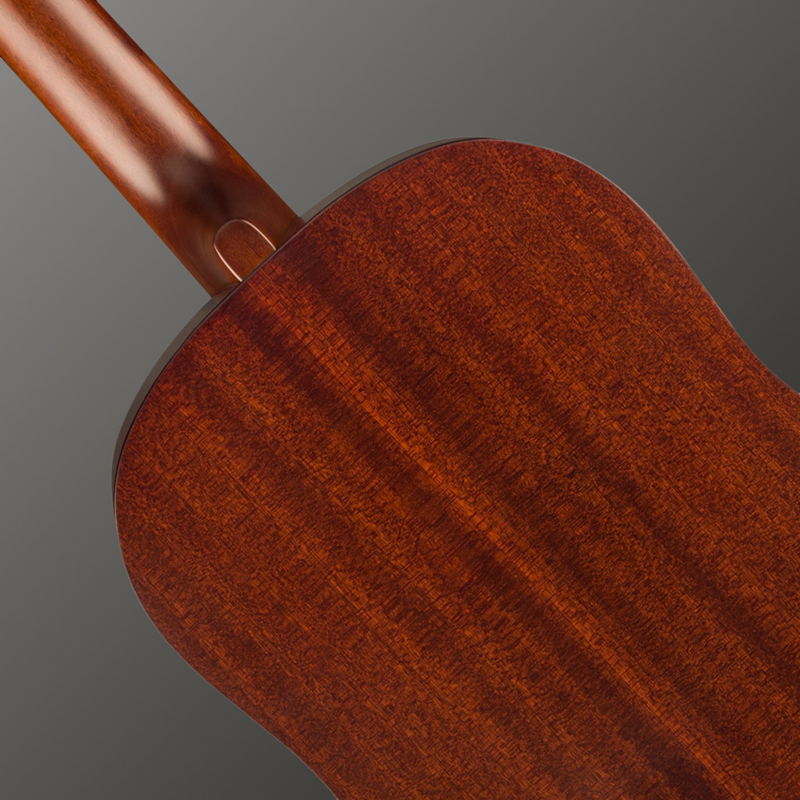 Sapele Korpus der Gretsch JD Dread DELTO TSPG BLKT  von hinten gesehen