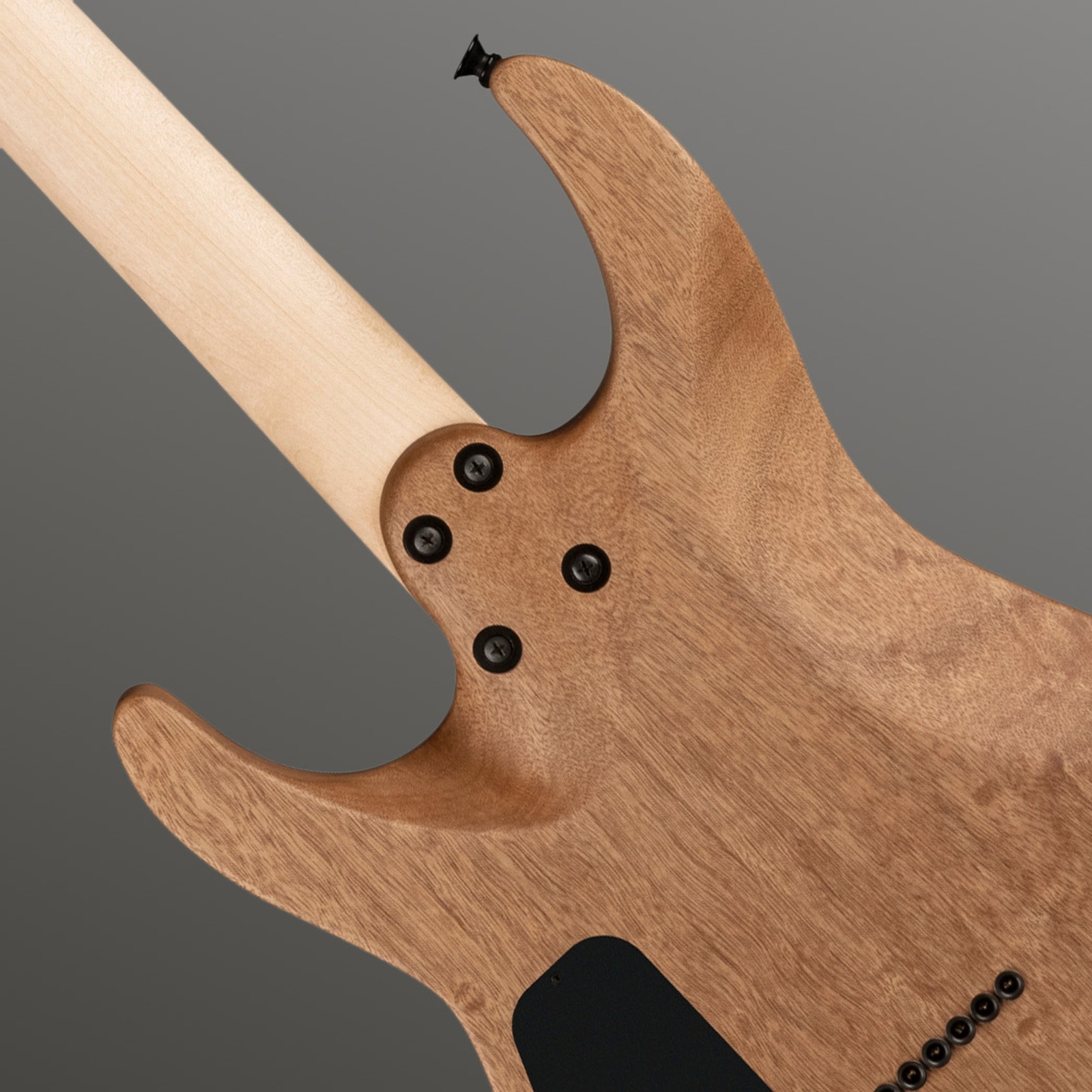 Mahagoni Korpus und abgerundeter Halsfuß auf der Rückseite der Charvel Pro-Mod DK24 HH HT E DS