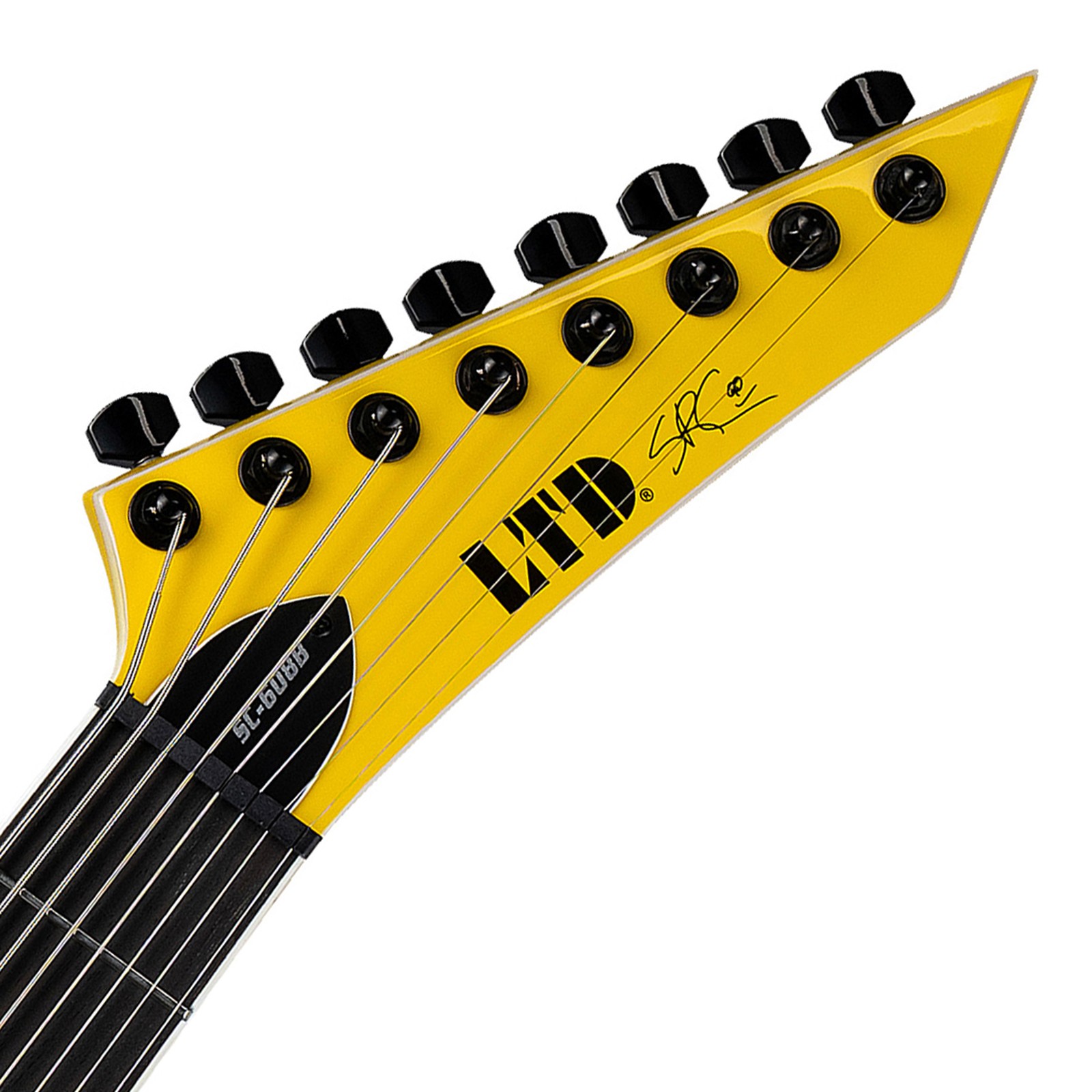 Kopfplatte der ESP LTD SC-608 Baritone YEL E-Gitarre