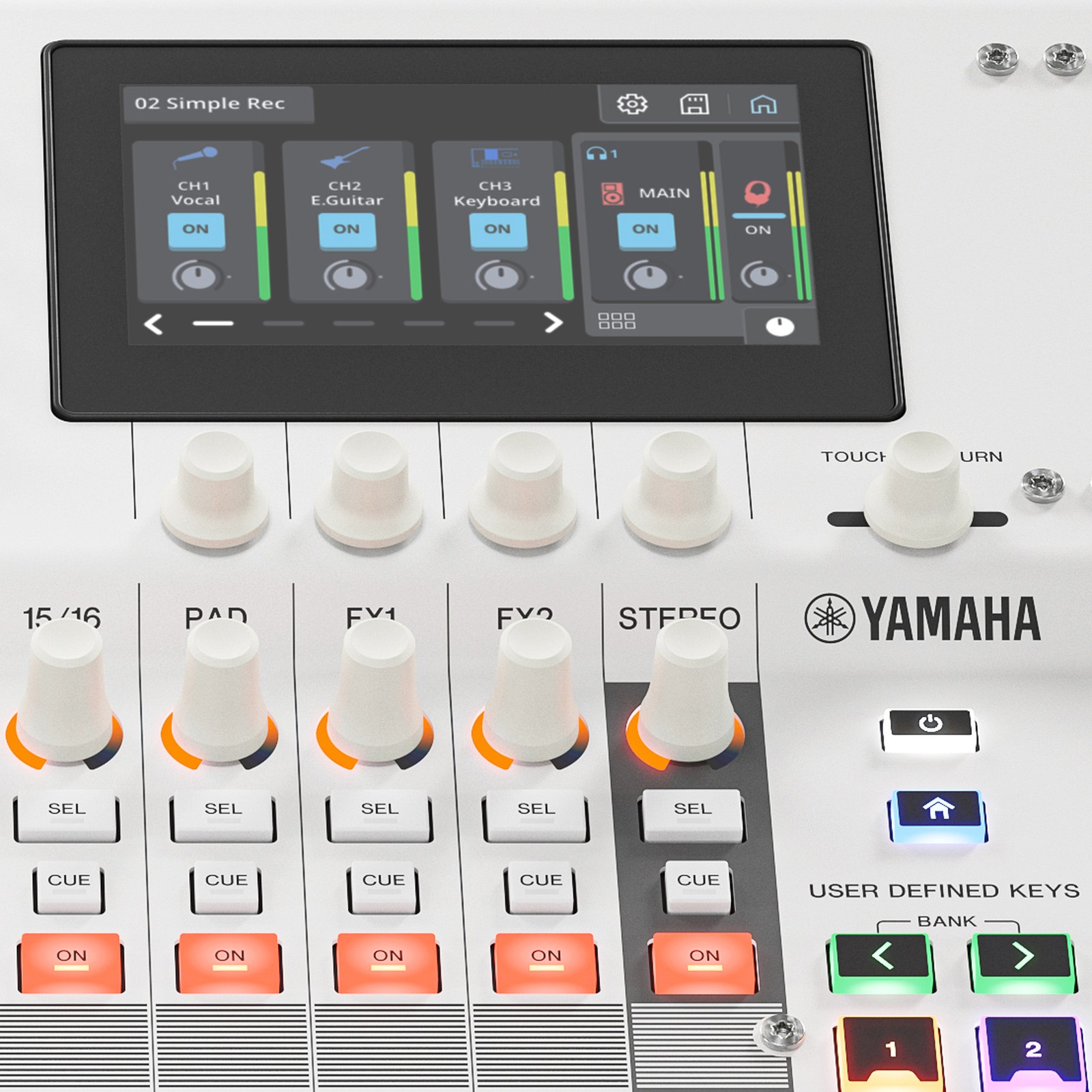Display des Yamaha MGX16 WH Digitalmixers
