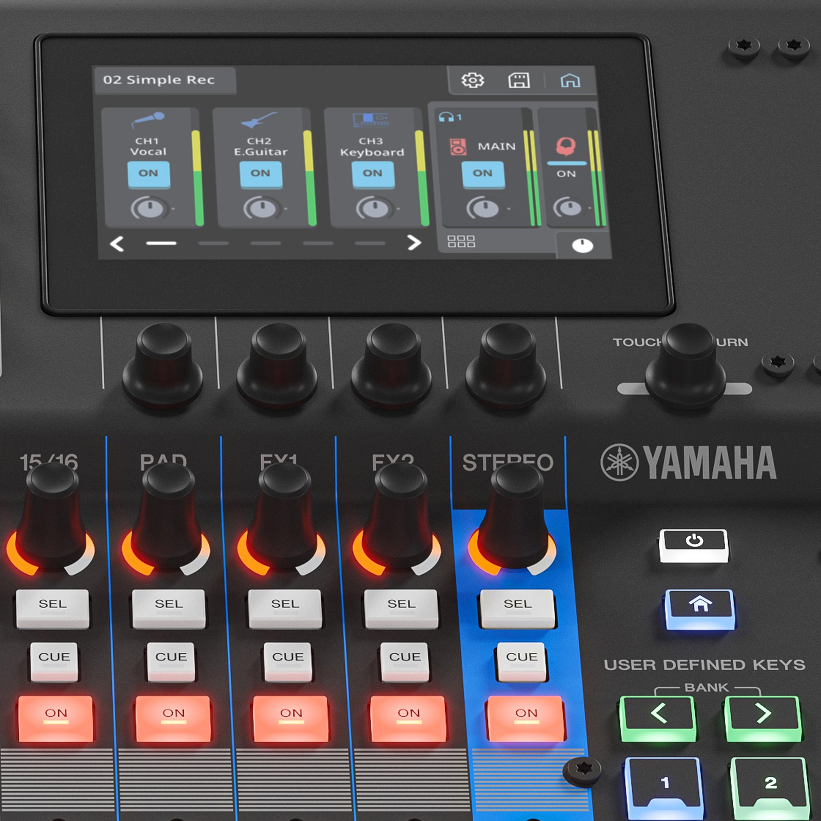 Display des Yamaha MGX16 BK Digitalmixers