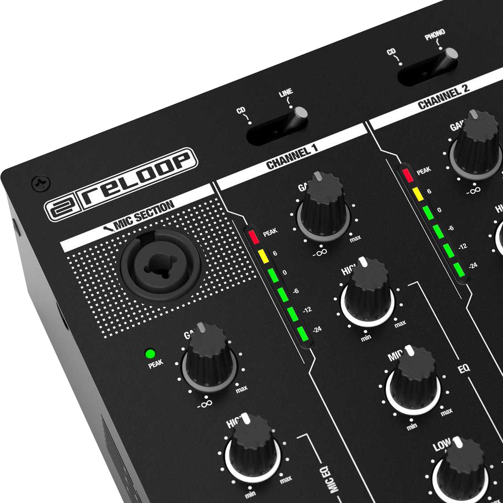 Reloop RMX-44BT DJ-Mixer Bedienoberfläche