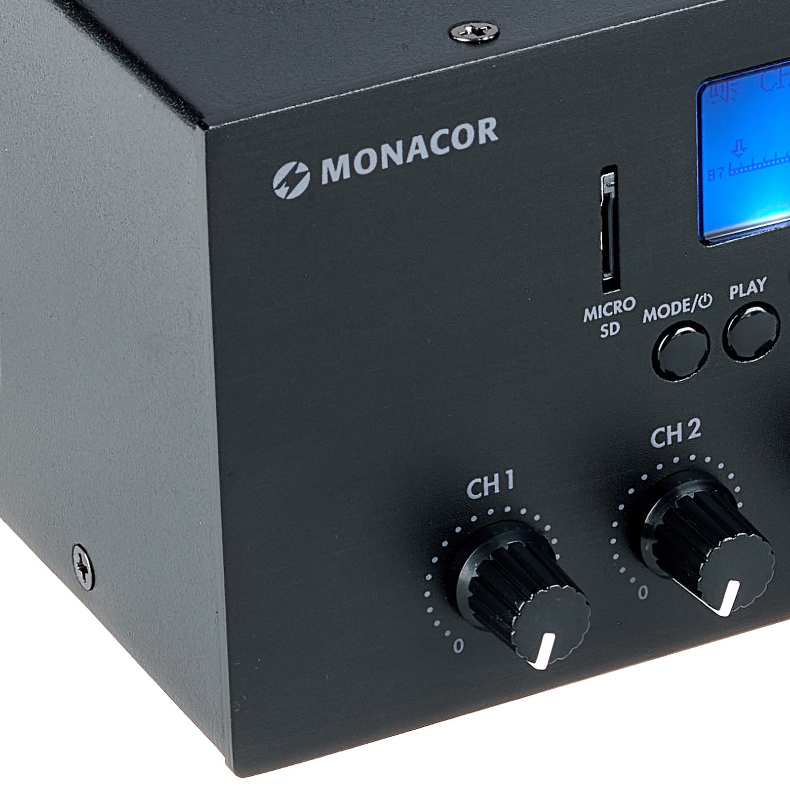 Gehäusevorderseite des Monacor PA-806DAP ELA-Verstärkers