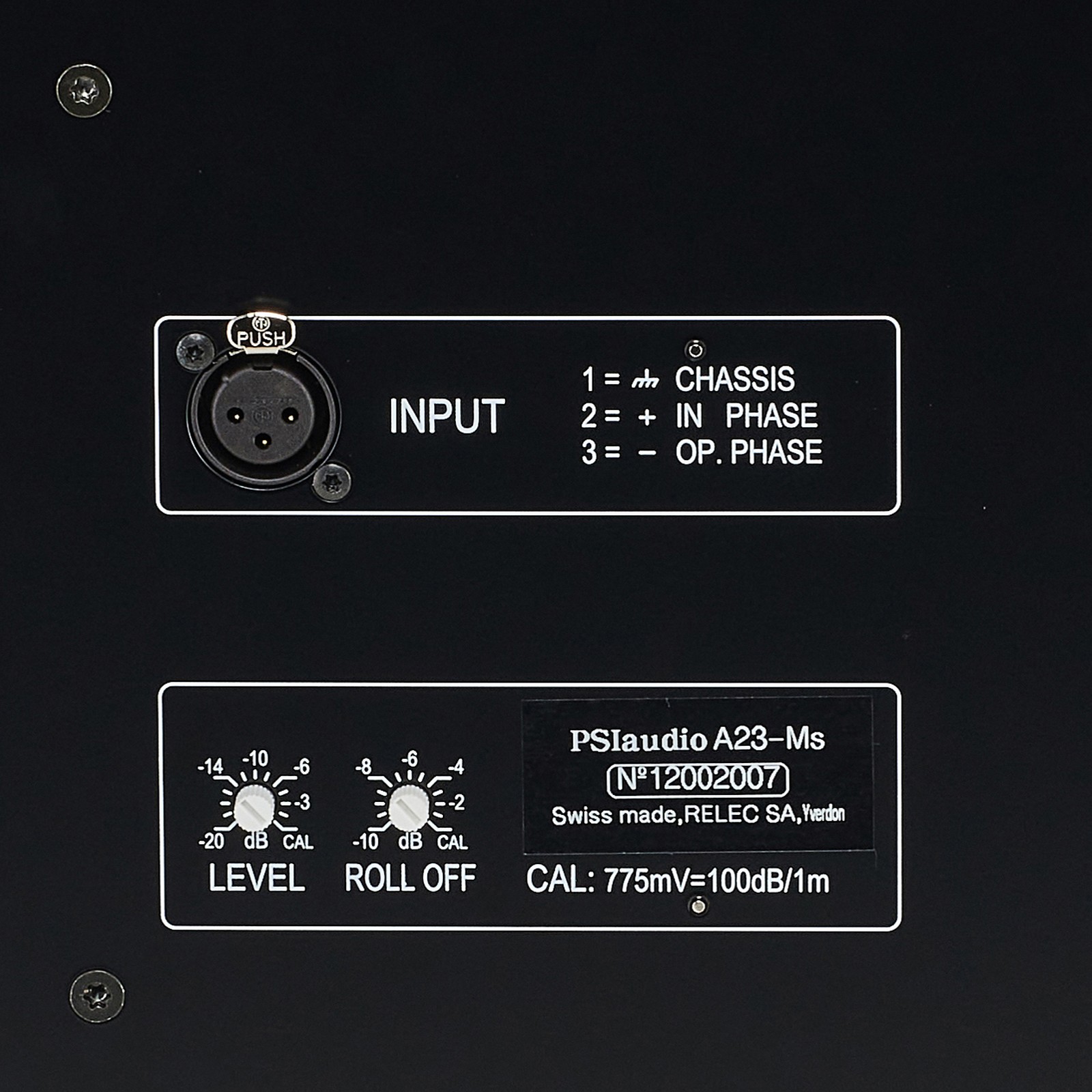 PSI Audio A23-M Studio Red monitor, sockets