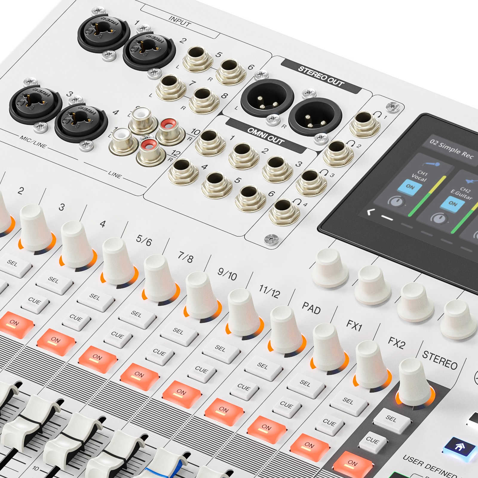 Anschlüsse des Yamaha MGX12V WH Digitalmixers