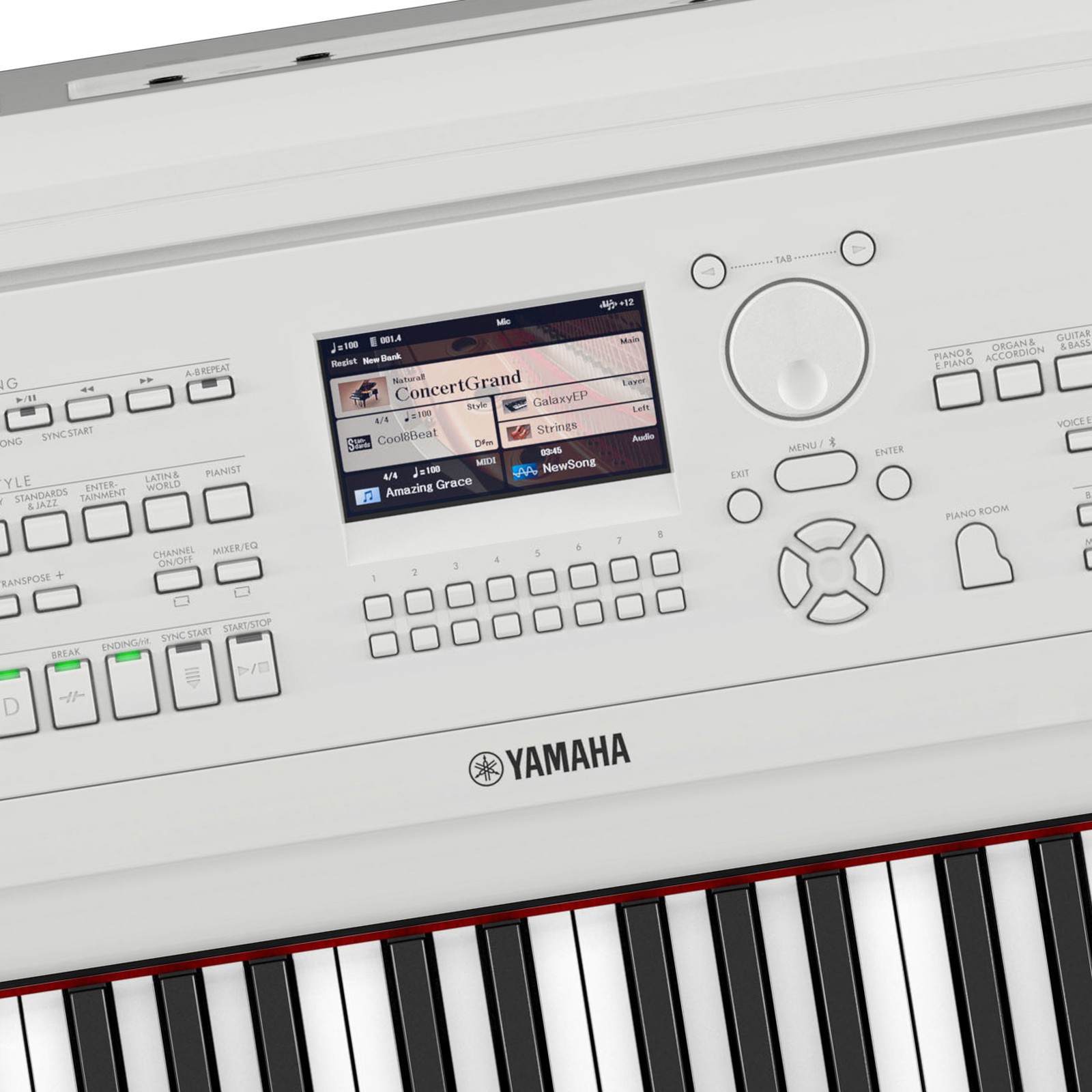 Yamaha DGX-670 weiss Nahaufnahme Display