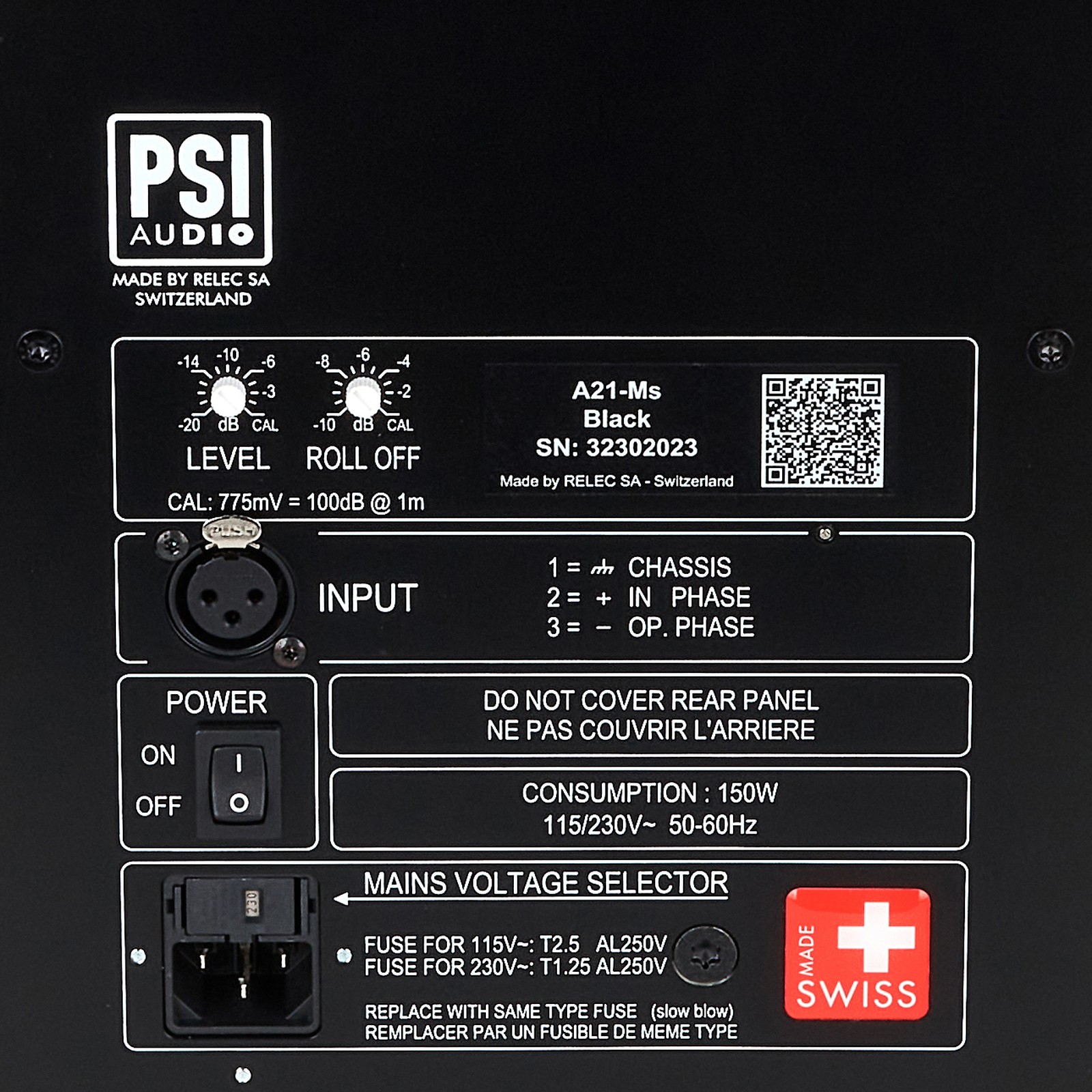 PSI Audio A21-M Metal Black Bedienelemente