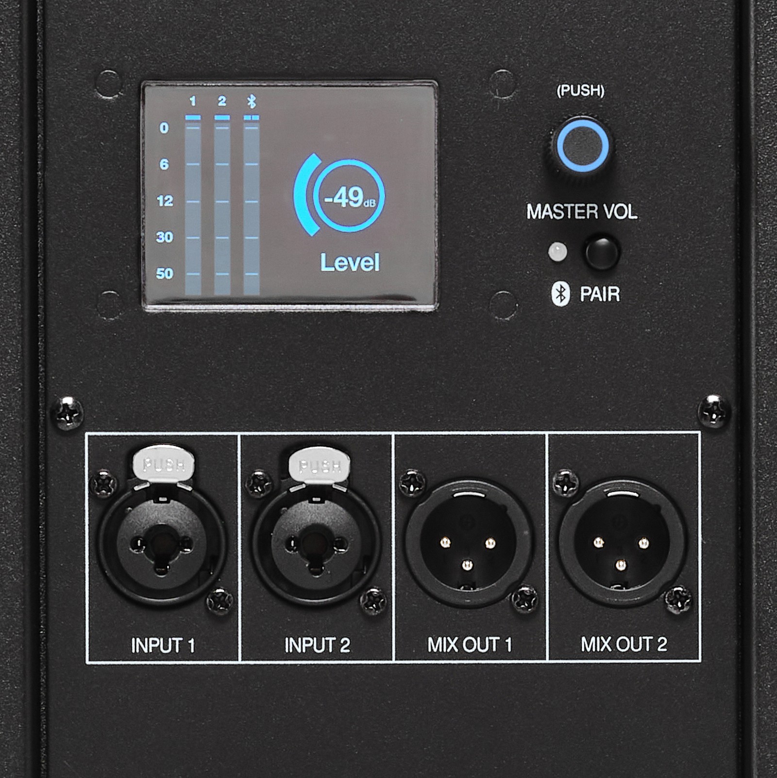 Rückseite des Presonus Air XD Sub 15 mit Anschlüssen und Bedienelementen
