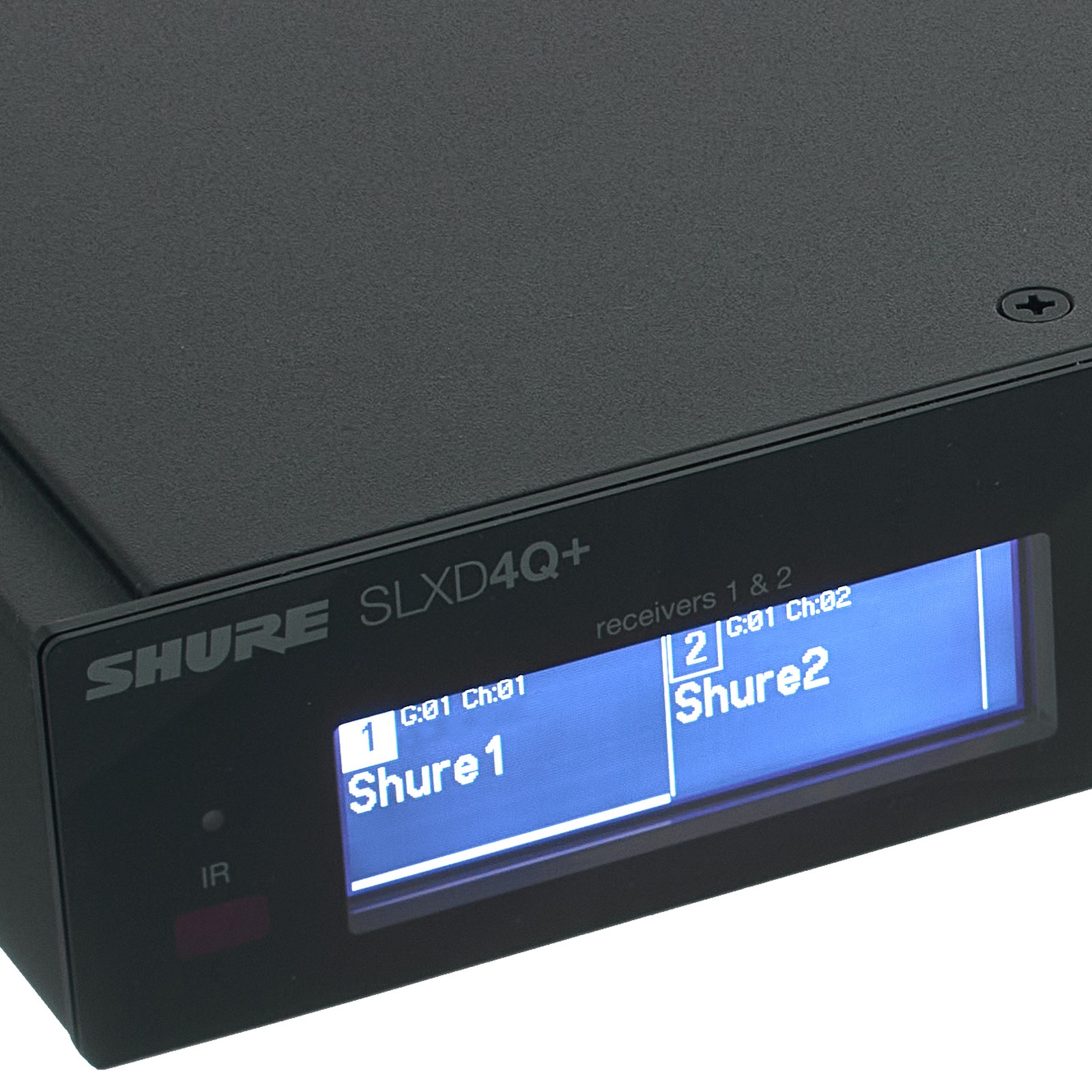 Display des Shure SLXD4Q+E S50 Vierkanal-Empfängers