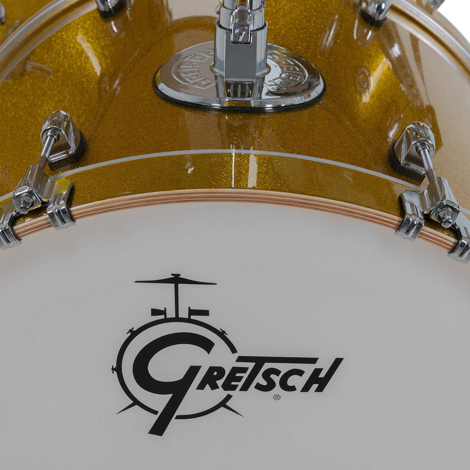 Herstellerlogo auf Gretsch Bassdrumfell