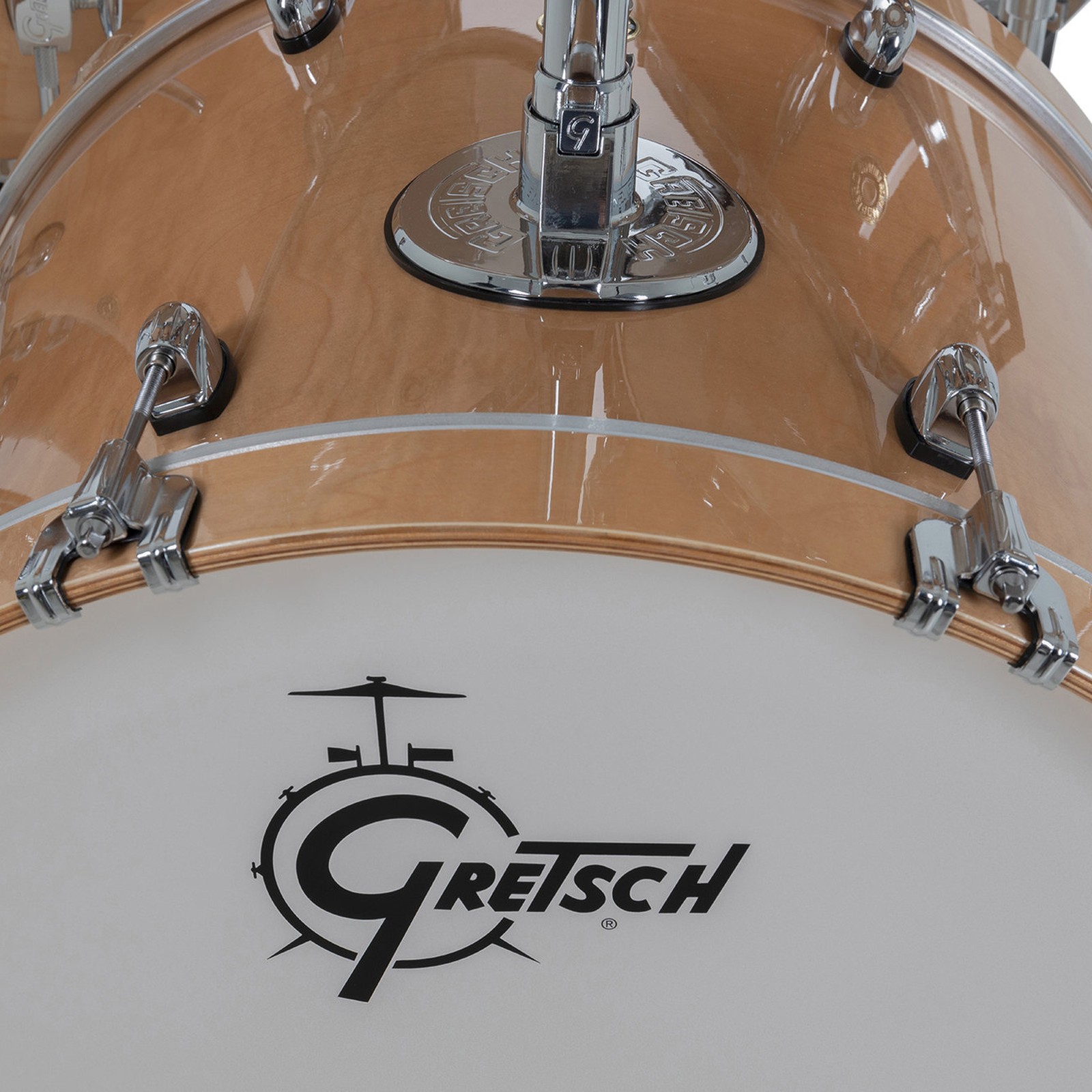 Herstellerlogo auf Gretsch Bassdrumfell