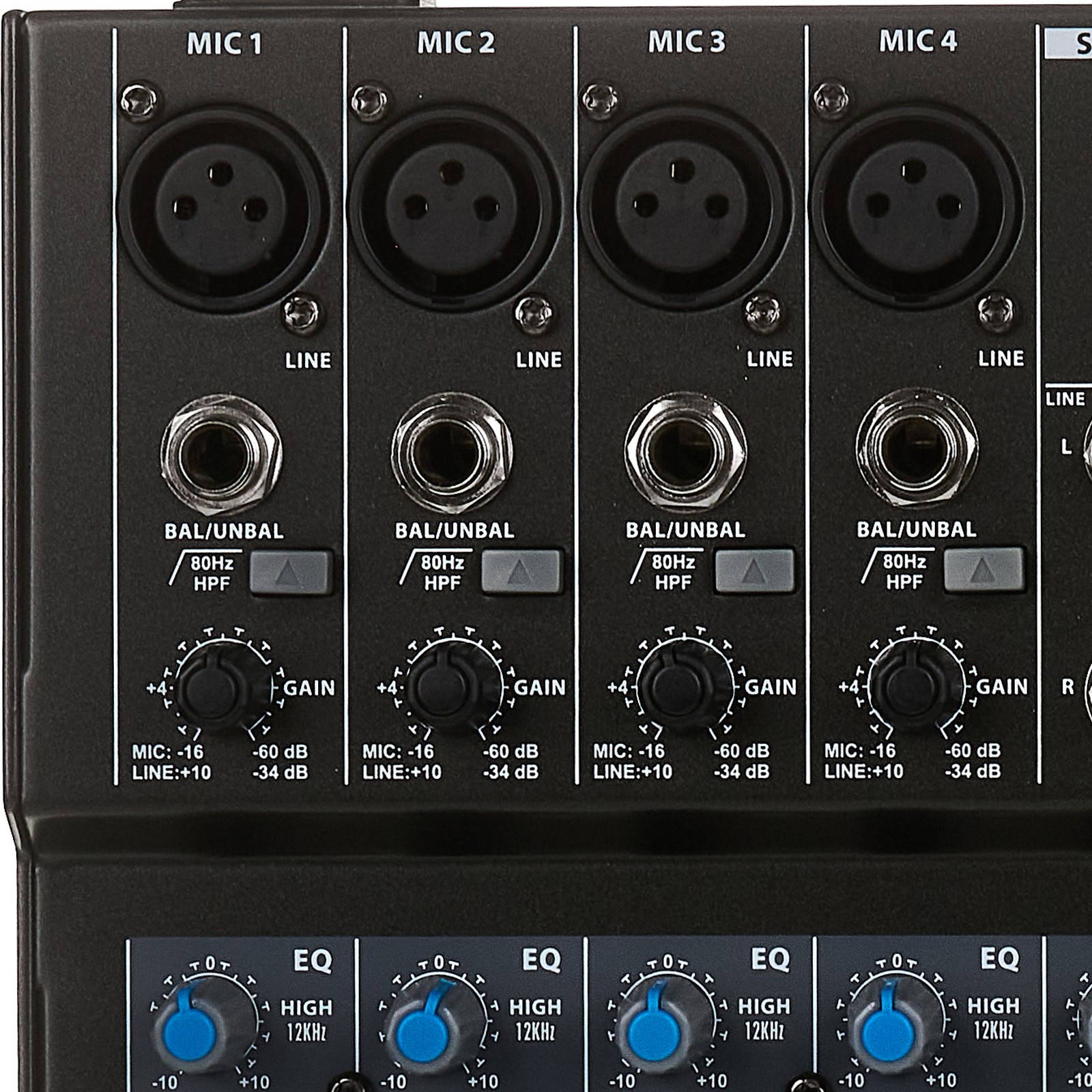 XLR und Klinken Eingänge am Analogmischpult the t.mix xmix 802 USB