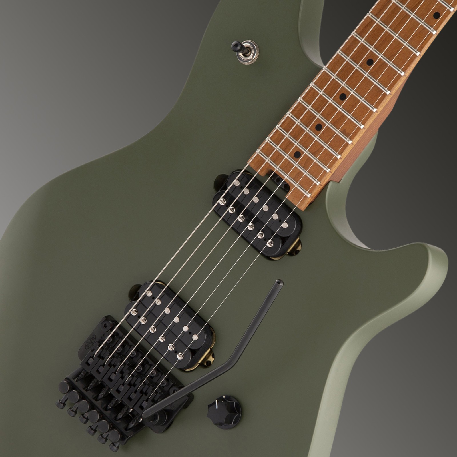 Humbucker Pickups und Floyd Rose Tremolo auf der Evh Wolfgang WG Standard Matte Army Drab