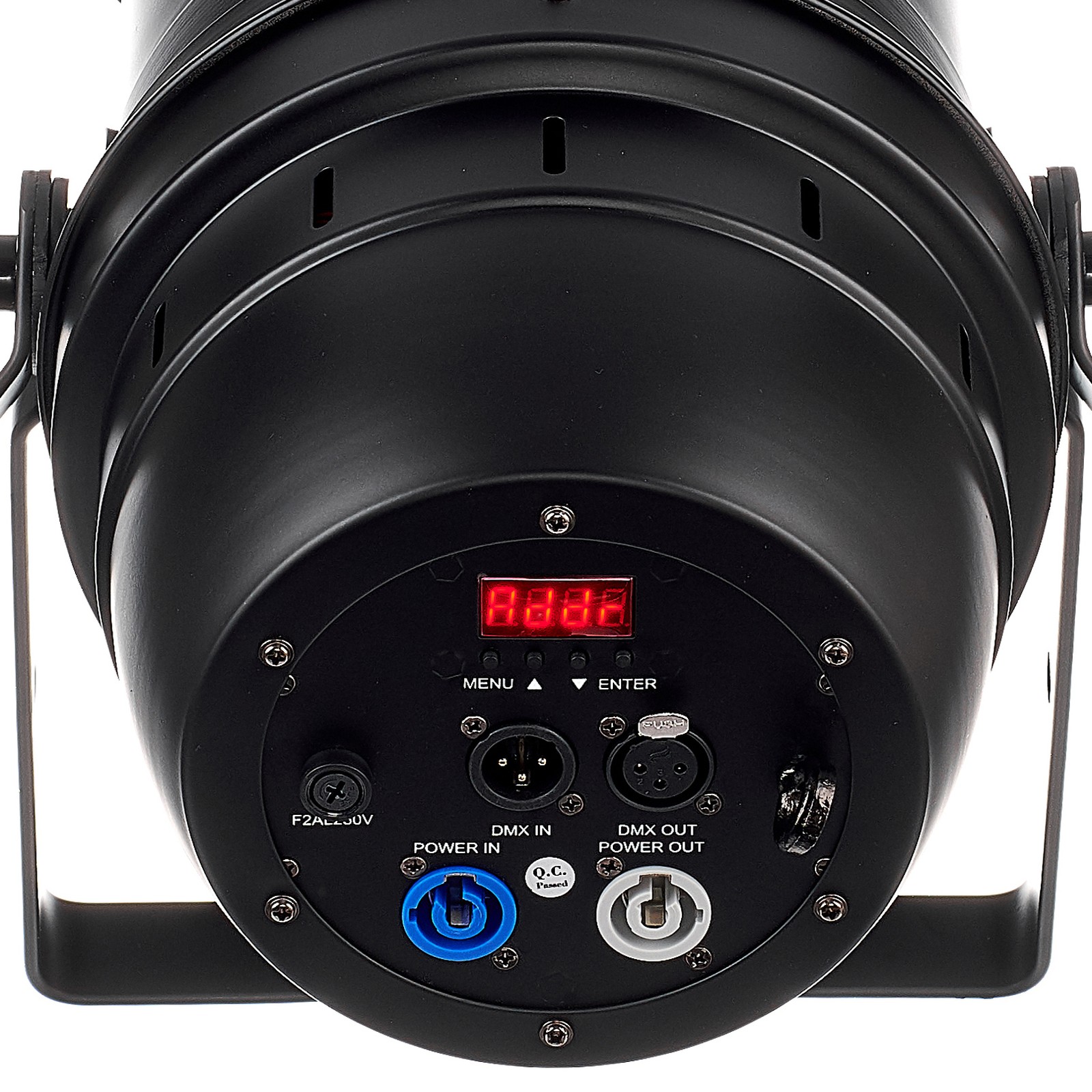 Anschlüsse und Display auf der Rückseite des Stairville Z120M Par 64 LED RGBW 120W 