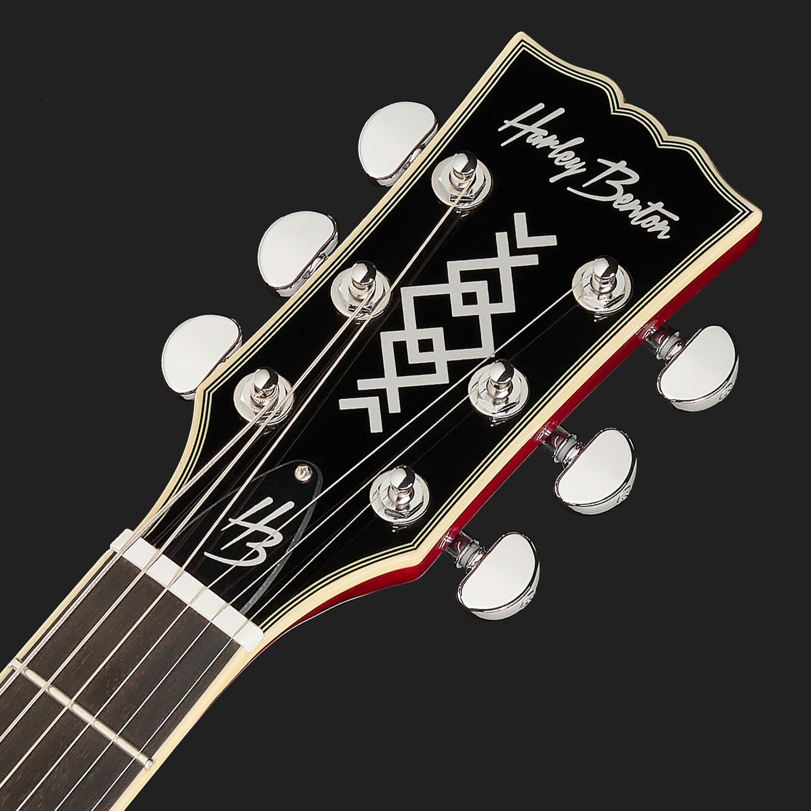 Kopfplatte der Harley Benton DC-Custom II White