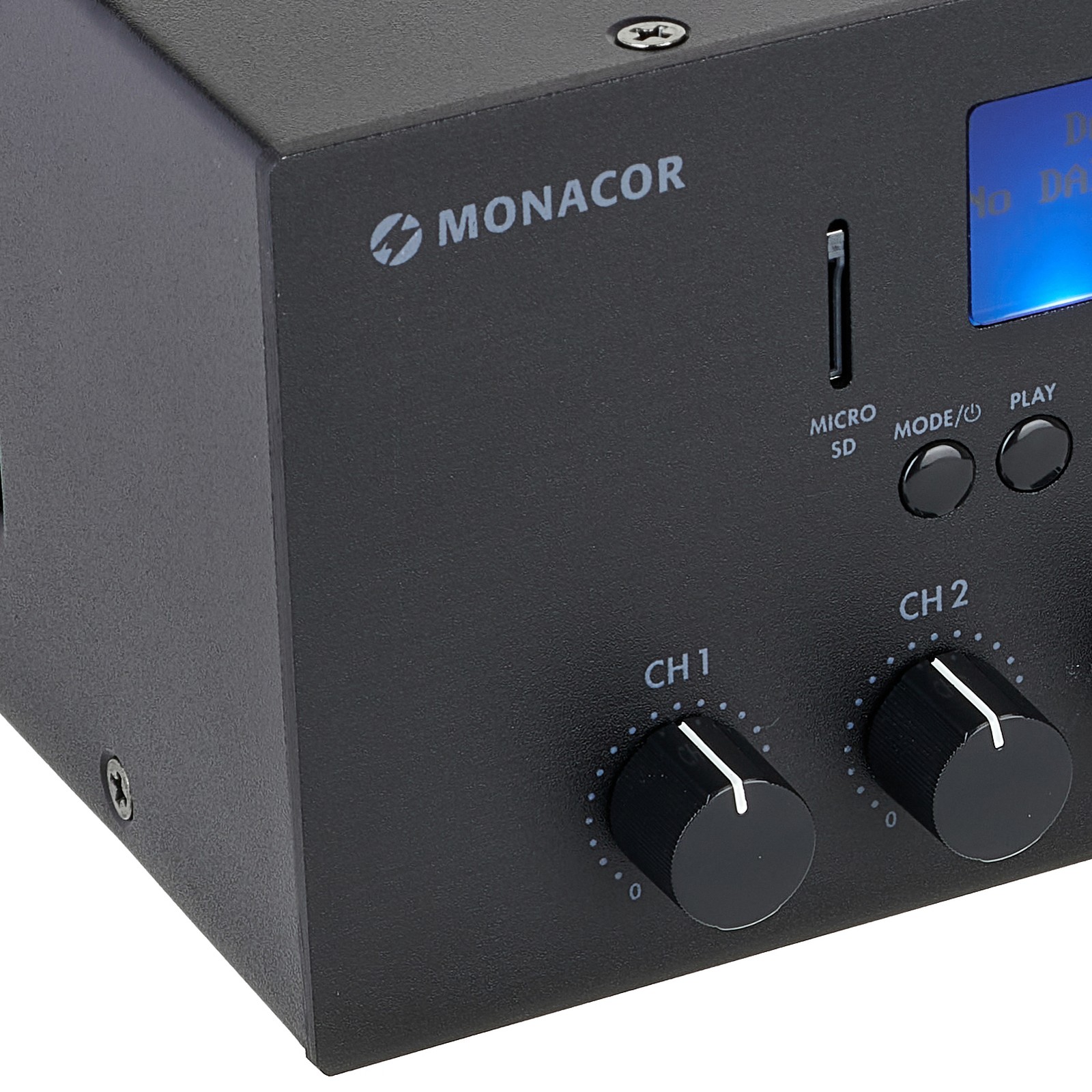 Gehäusevorderseite des Monacor PA-803DAP ELA-Verstärkers