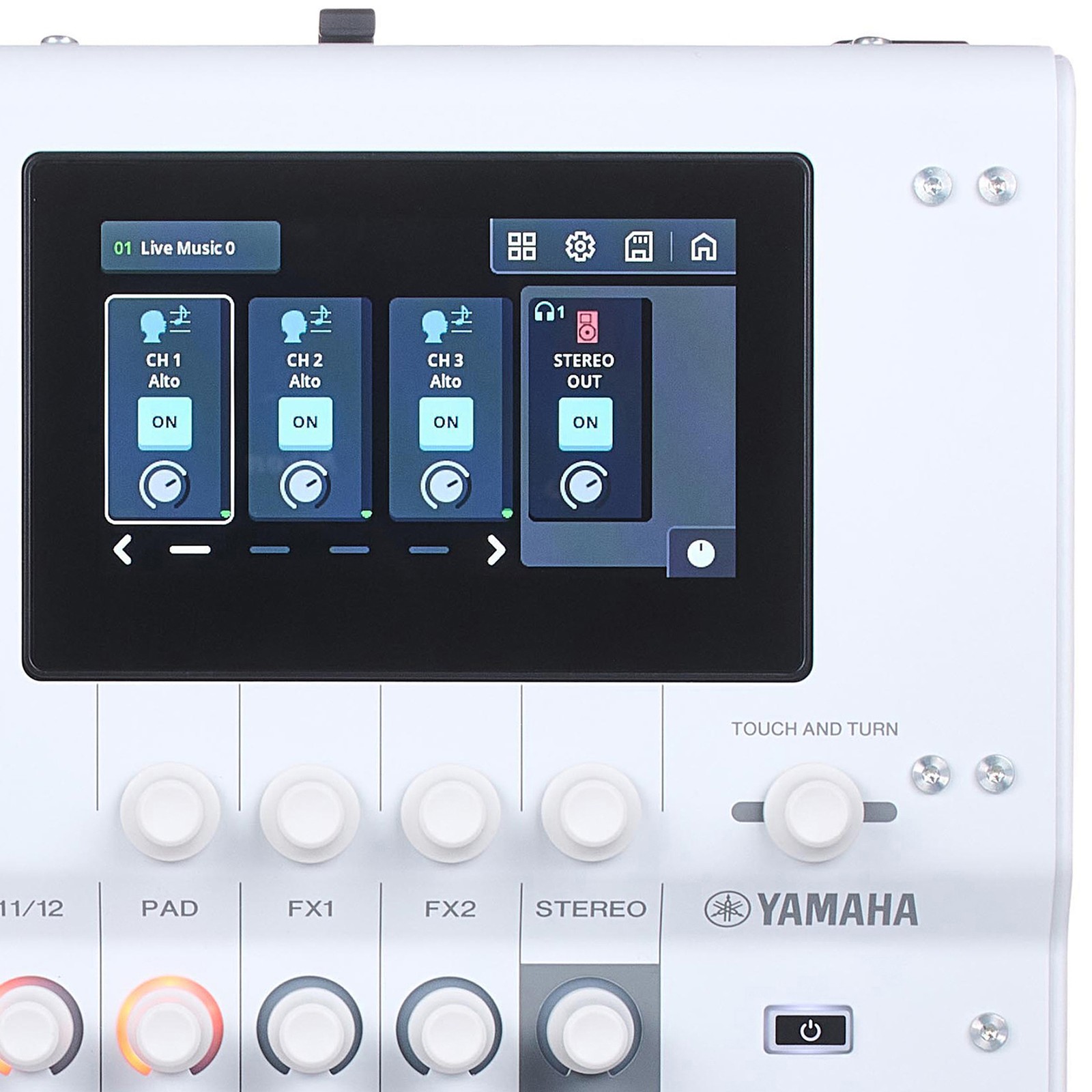 Display on the Yamaha MGX12 White, digital mixer