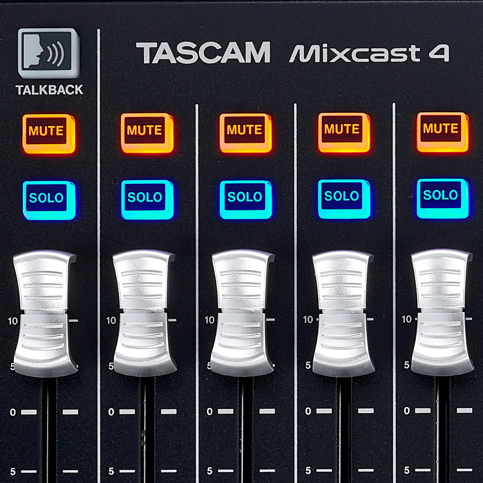 Tascam Mixcast 4 Podcast Aufnahmemischpult Fader