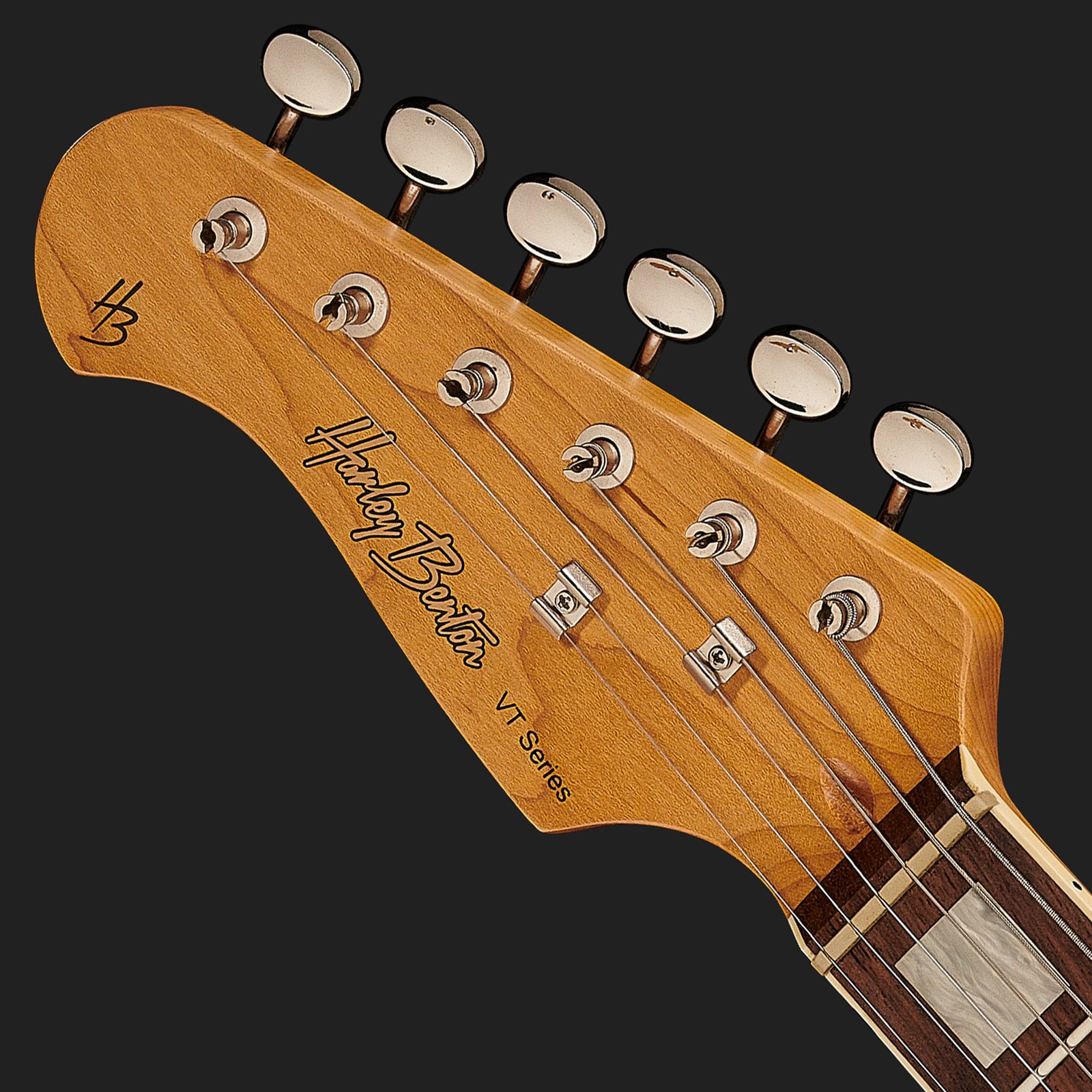 Kopfplatte der Harley Benton JA-60CC LH Lake Placid Blue E-Gitarre