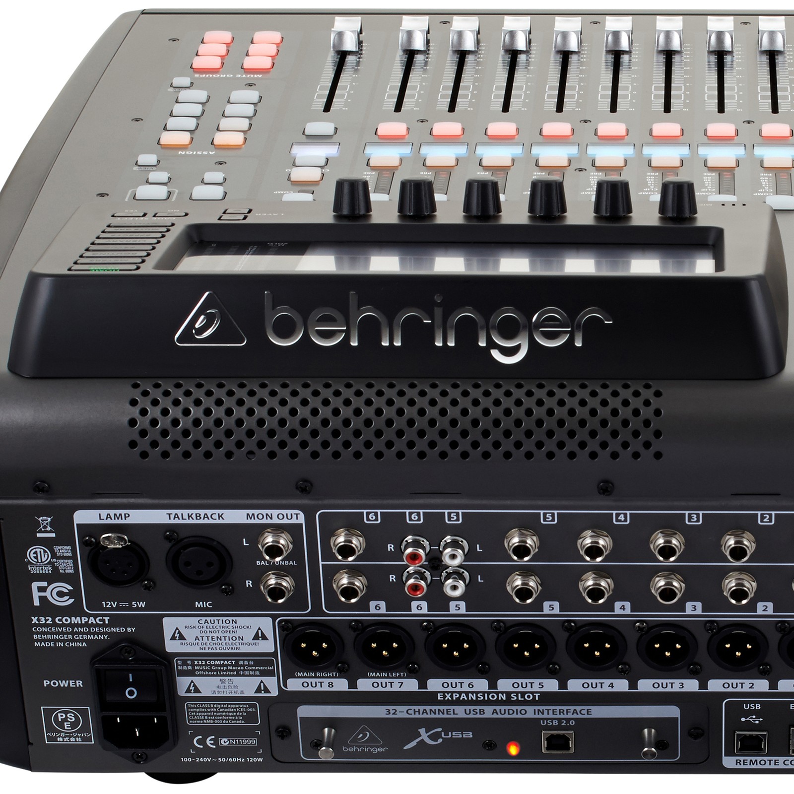 Rückseite mit Anschlüssen des Behringer X32 Compact Digitalmischpult