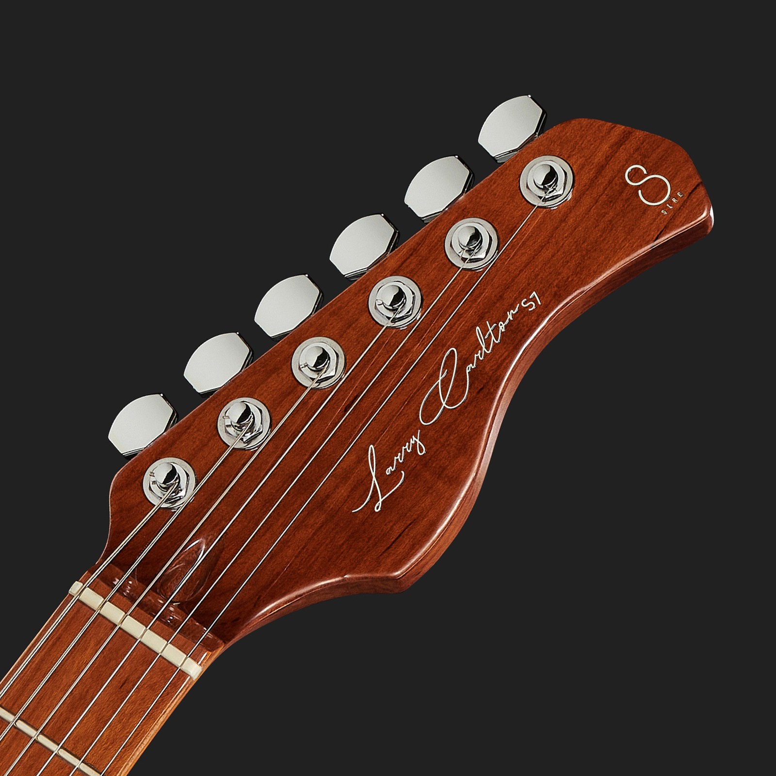 Kopfplatte der Larry Carlton S7FM TBL 2nd Gen E-Gitarre