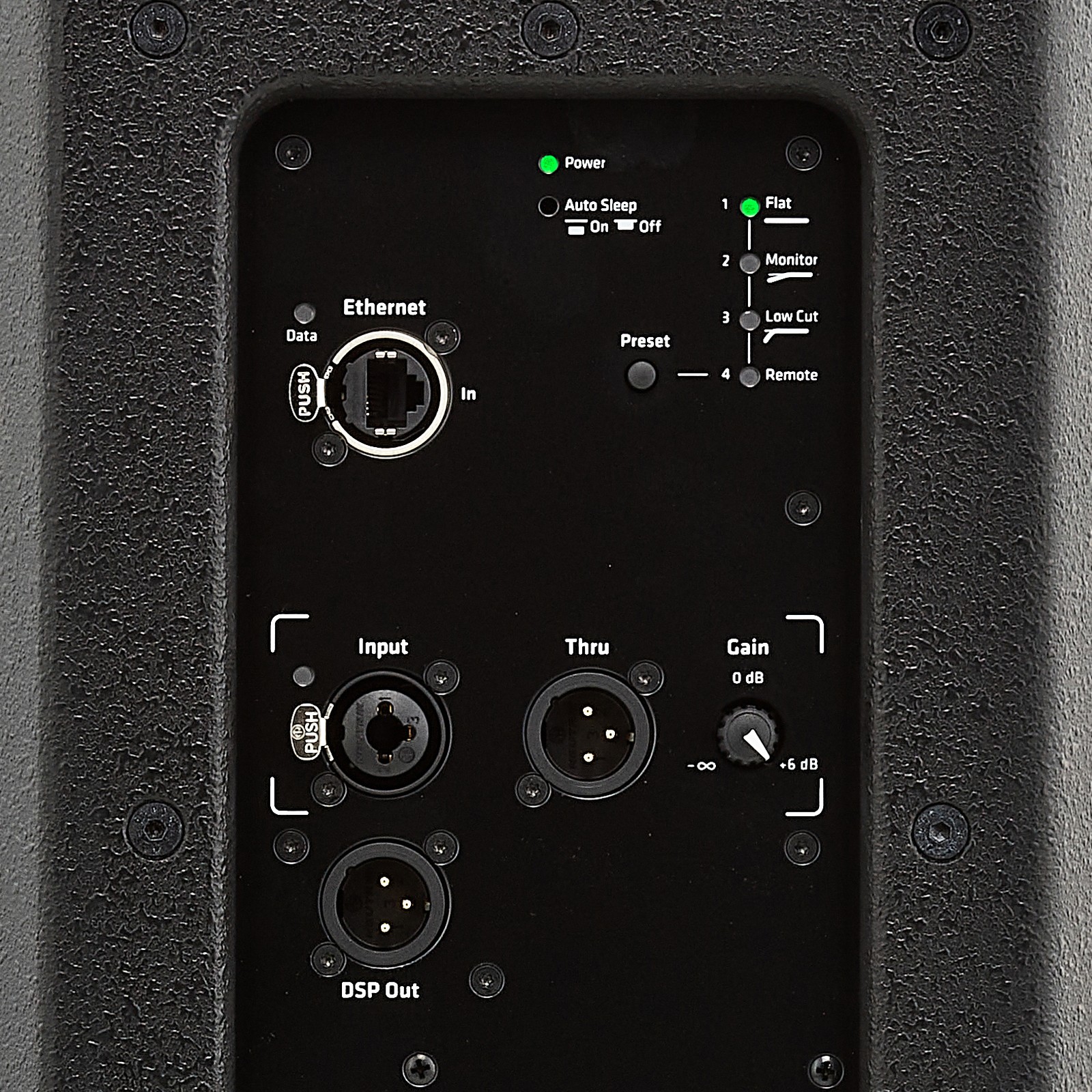 Rückseite der HK Audio Linear 5 MKII 112 XA mit Bedienelementen