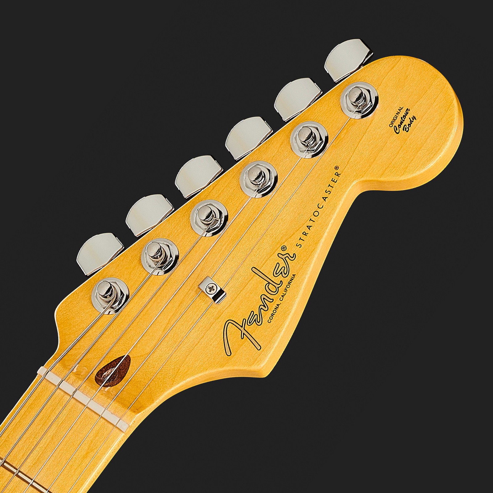 Kopfplatte der Fender AM Pro II Strat HSS MN RST PIN E-Gitarre