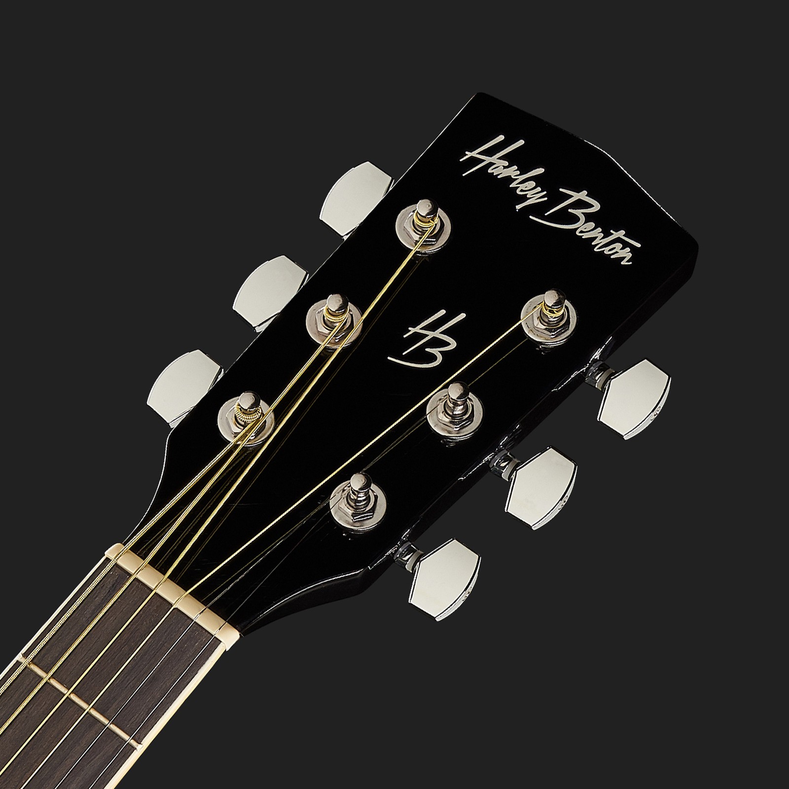 Kopfplatte der Harley Benton D-120CE BK Westerngitarre mit Tonabnehmer