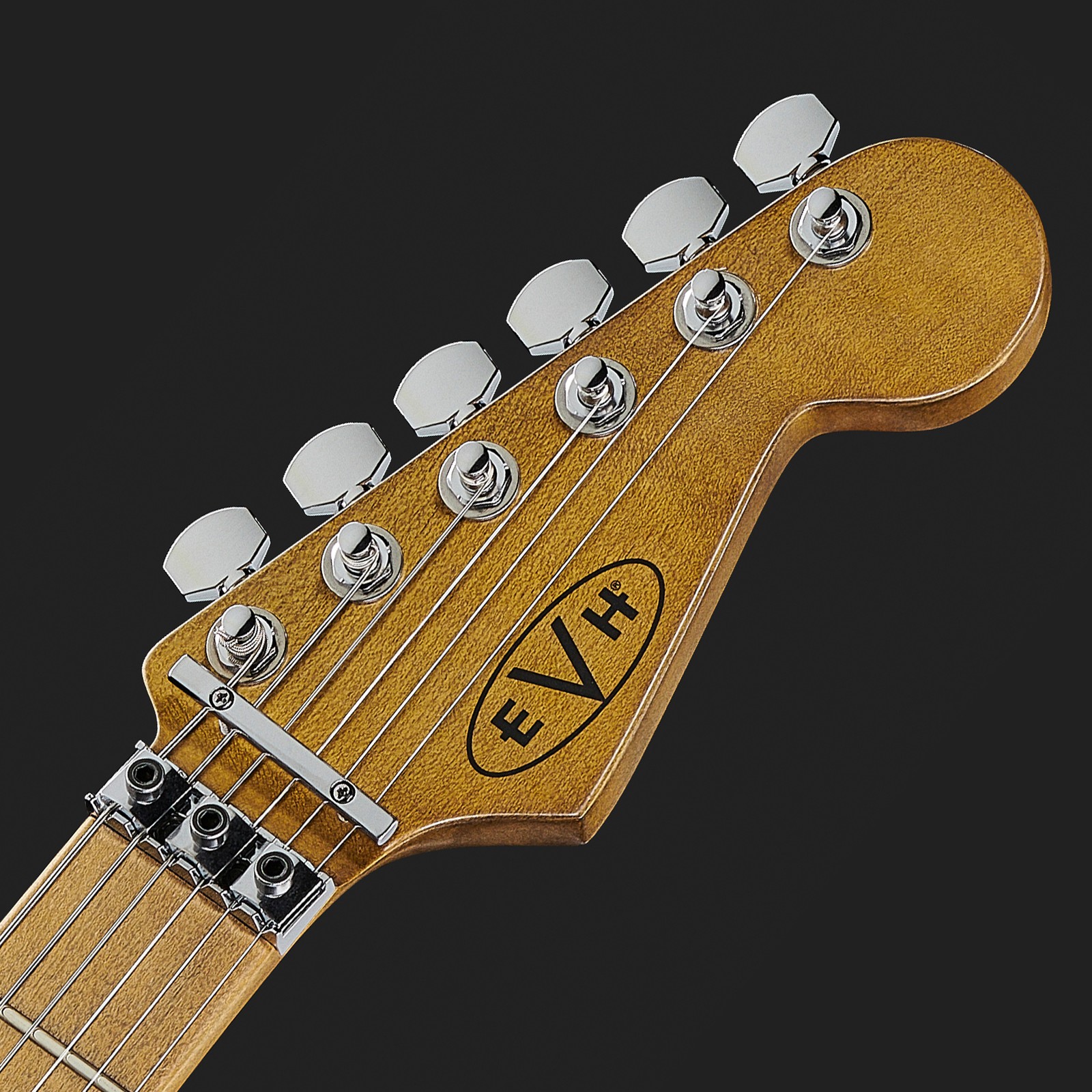 Kopfplatte der EVH Frankie Striped MN Relic E-Gitarre