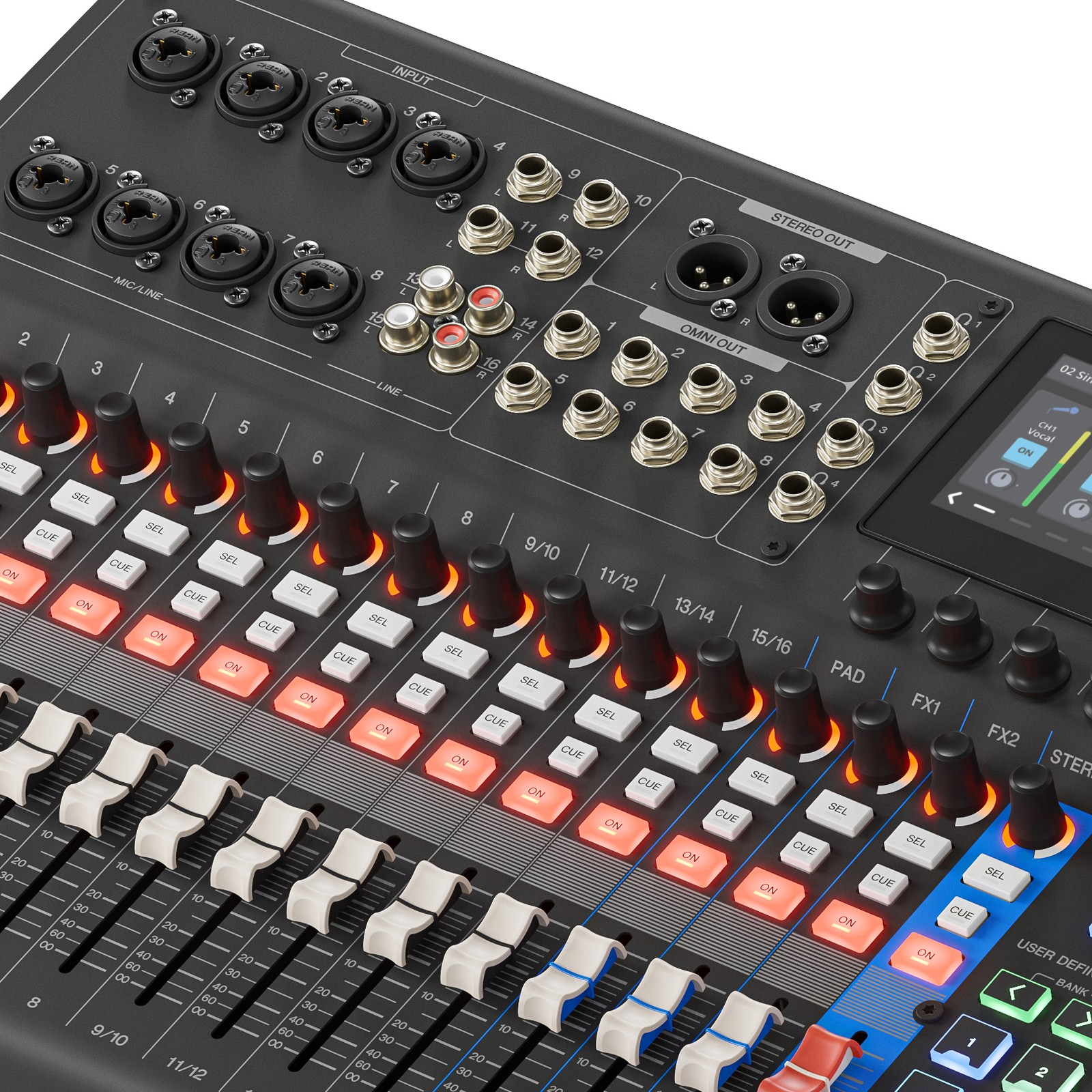 Bedienelemente des Yamaha MGX16 BK Digitalmixers