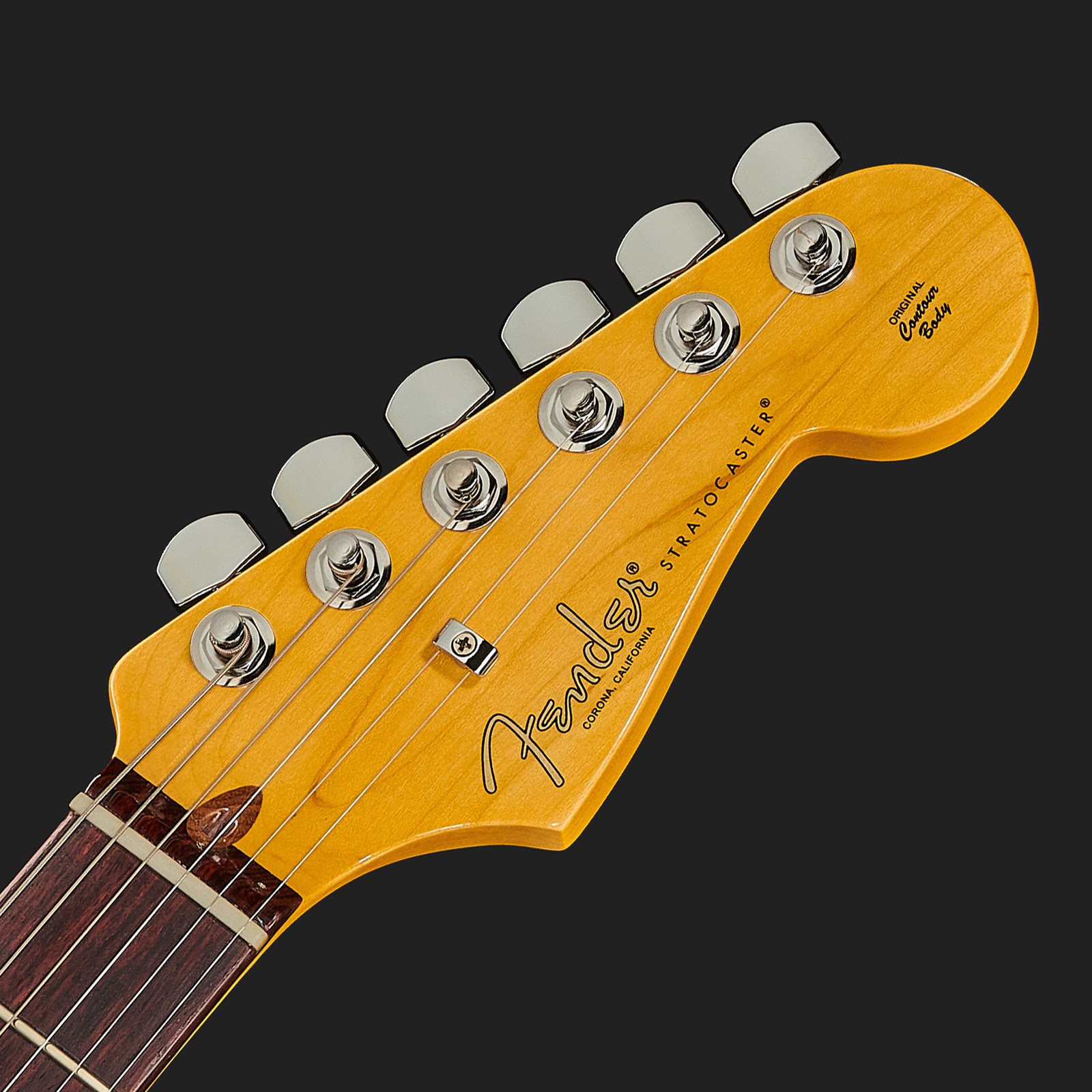 Kopfplatte der Fender AM Pro II Strat HSS MBL E-Gitarre