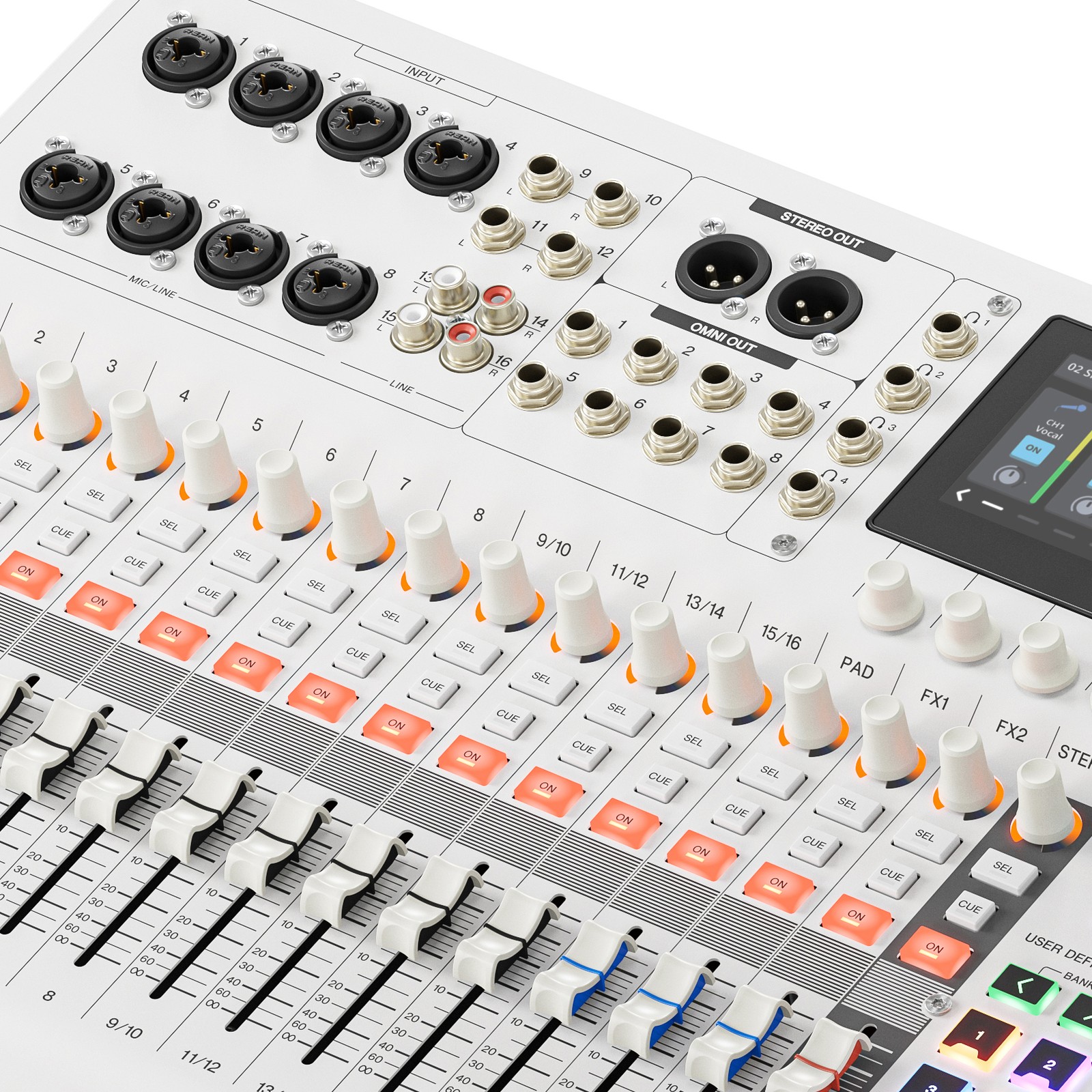 Bedienelemente des Yamaha MGX16 WH Digitalmixers