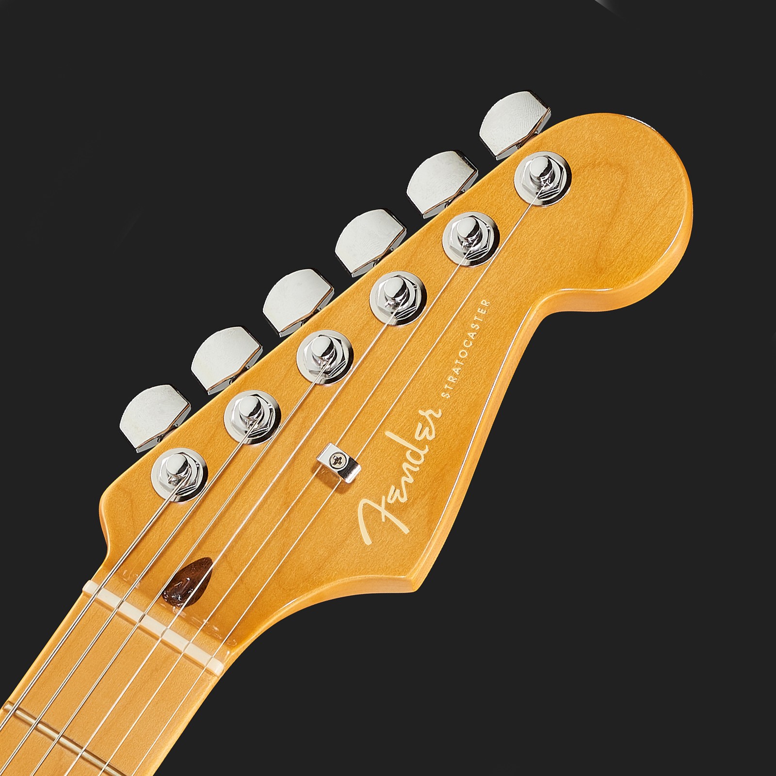 Fender AM Ultra Strat MN Electric Blue Guitarra eléctrica logotipo en la pala