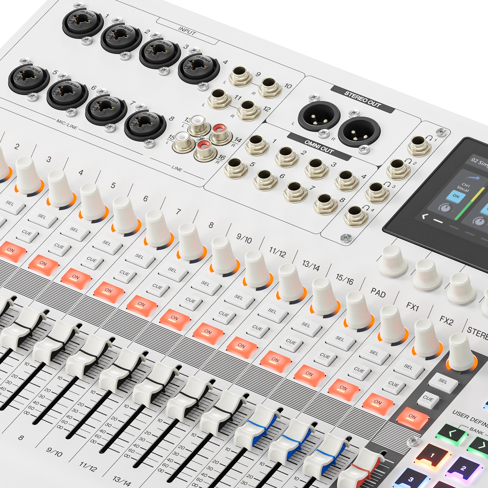 Bedienoberfläche des Yamaha MGX16V WH Digitalmixers